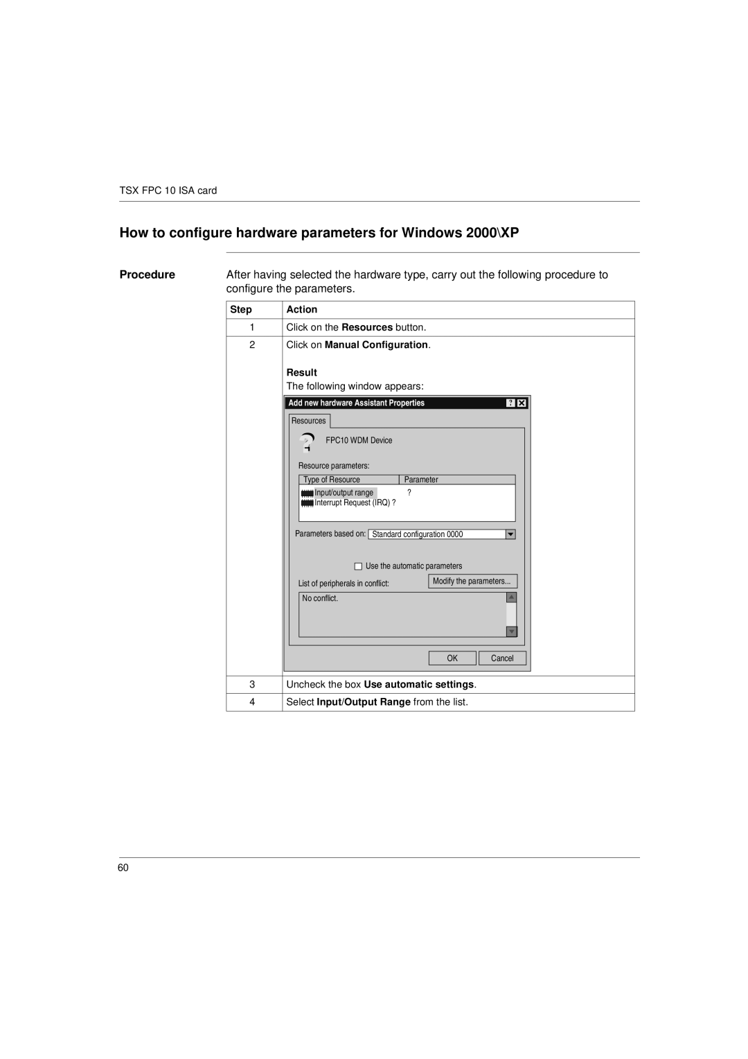 Schneider Electric Communication Drivers installation manual How to configure hardware parameters for Windows 2000\XP 