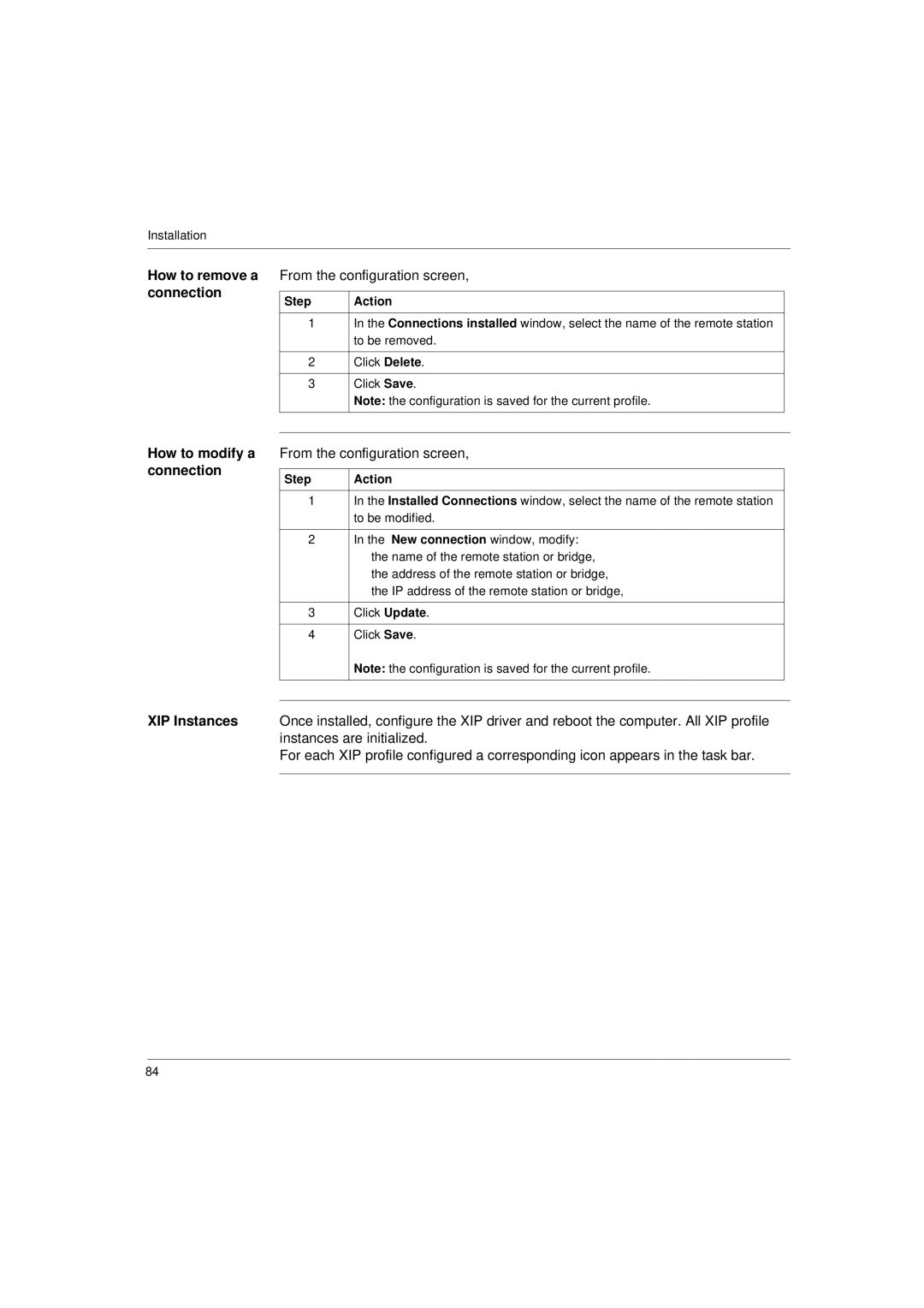 Schneider Electric Communication Drivers installation manual How to remove a connection, How to modify a connection 