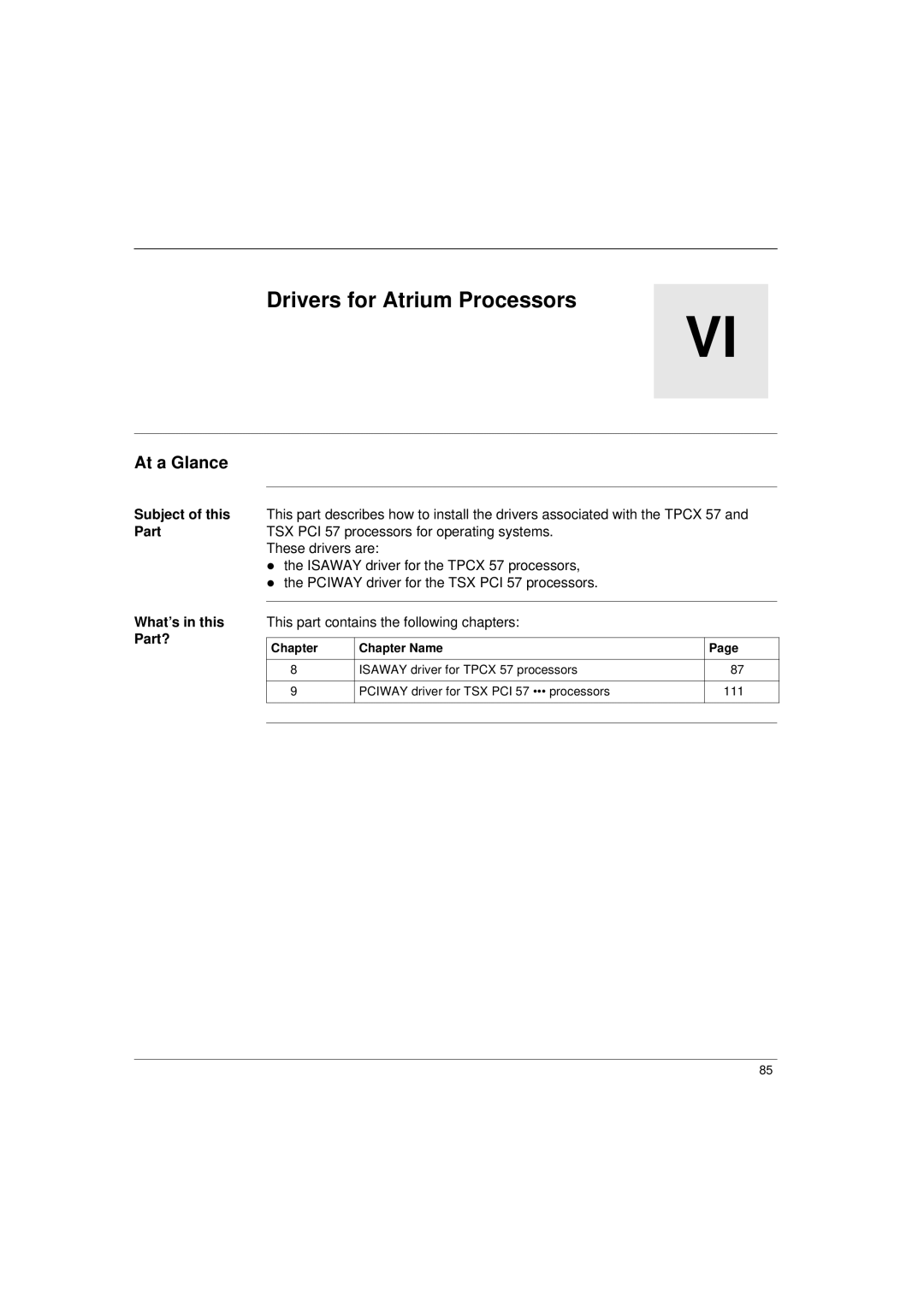 Schneider Electric Communication Drivers installation manual Drivers for Atrium Processors, At a Glance 