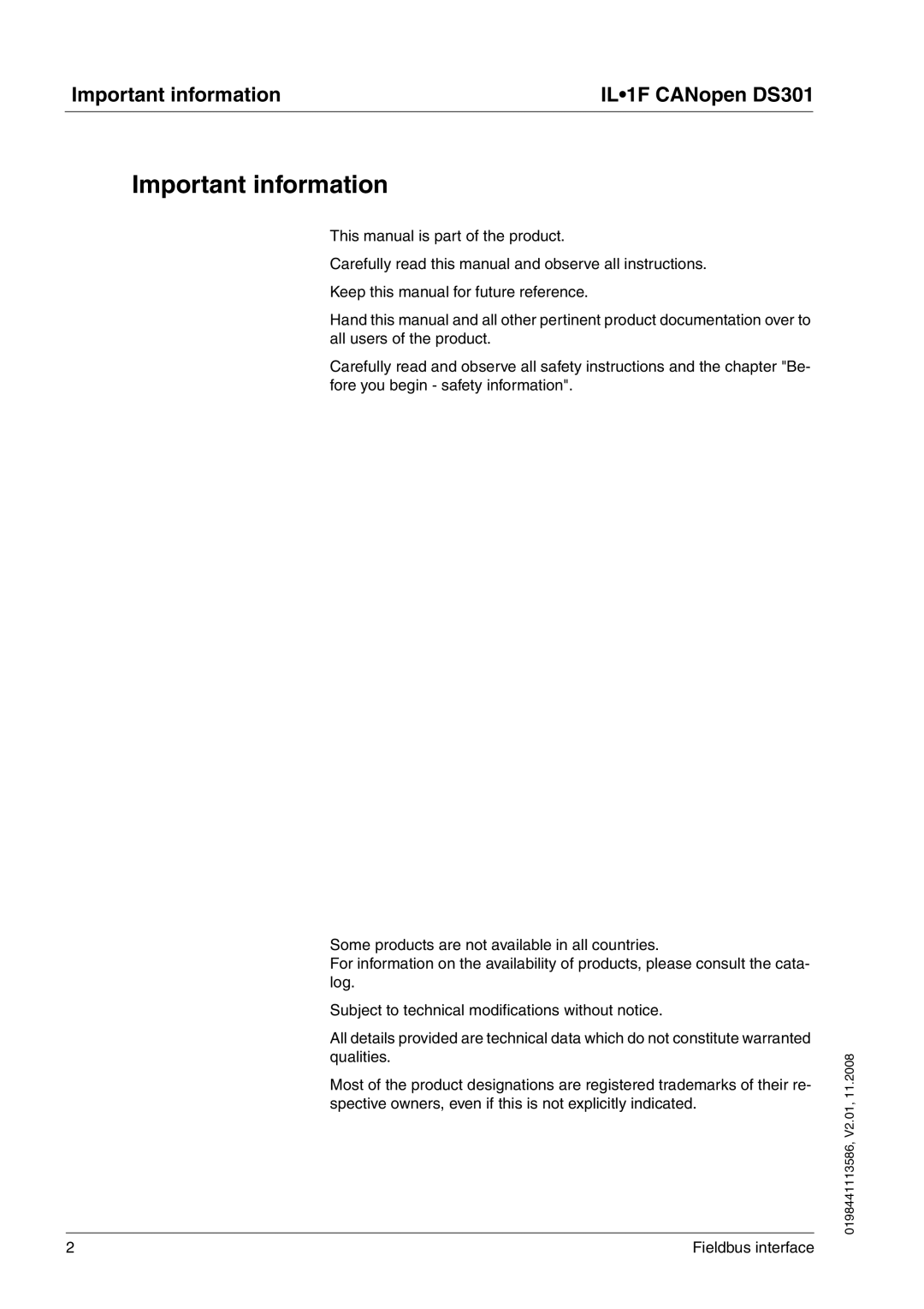 Schneider Electric DS301 manual Important information 