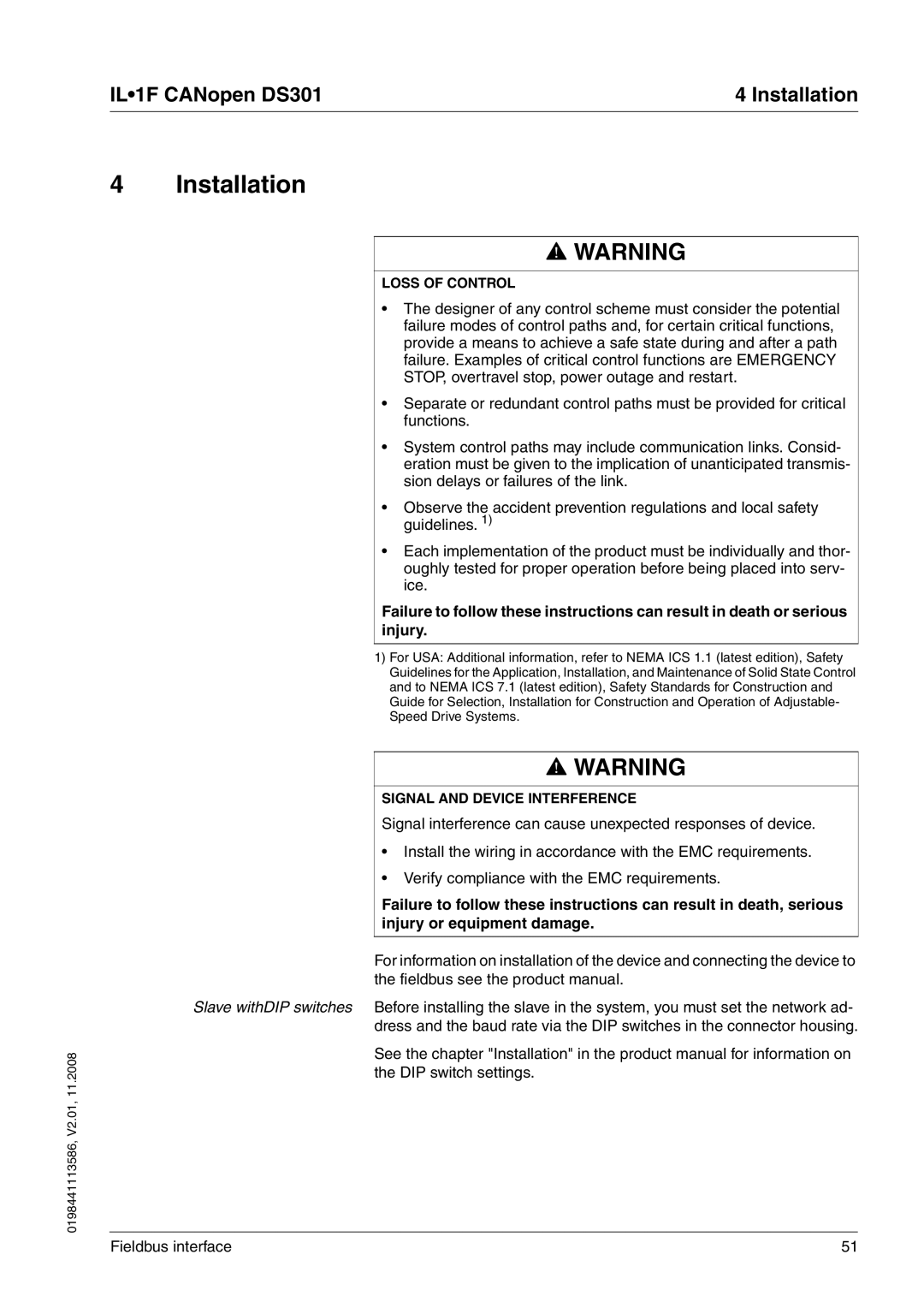 Schneider Electric DS301 manual Installation 