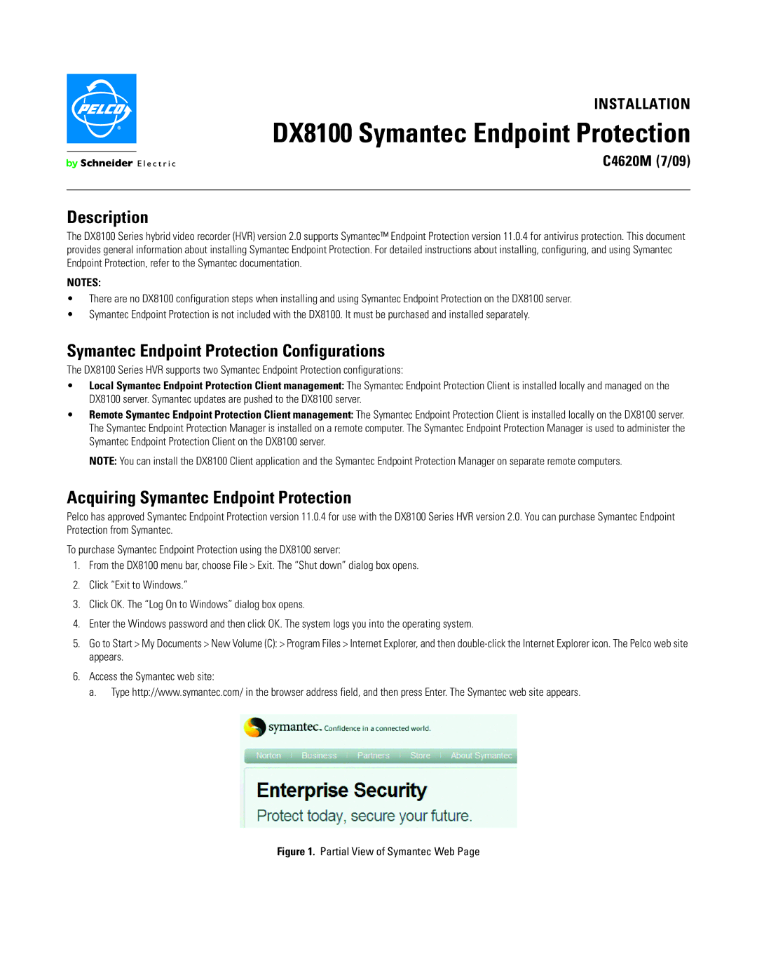 Schneider Electric dx8100 manual Description, Symantec Endpoint Protection Configurations 