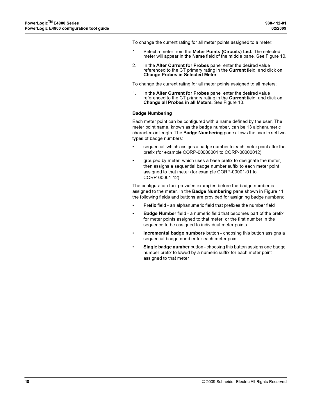 Schneider Electric E4800 manual Badge Numbering 