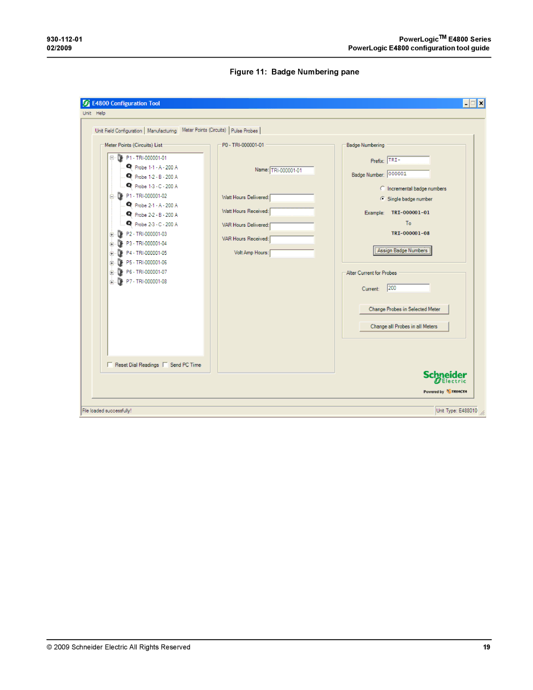 Schneider Electric E4800 manual Badge Numbering pane 