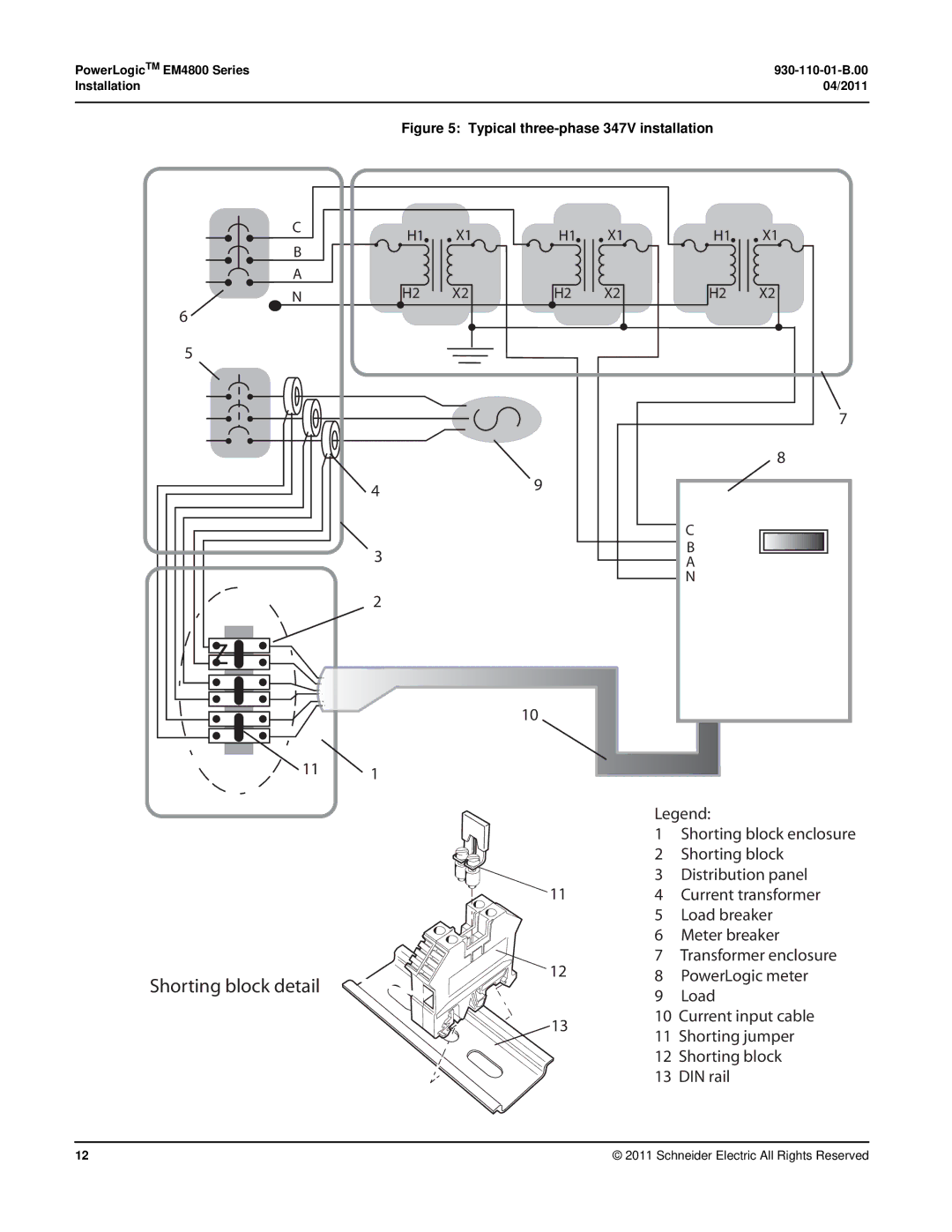 Schneider Electric E4800 manual Shorting block detail 