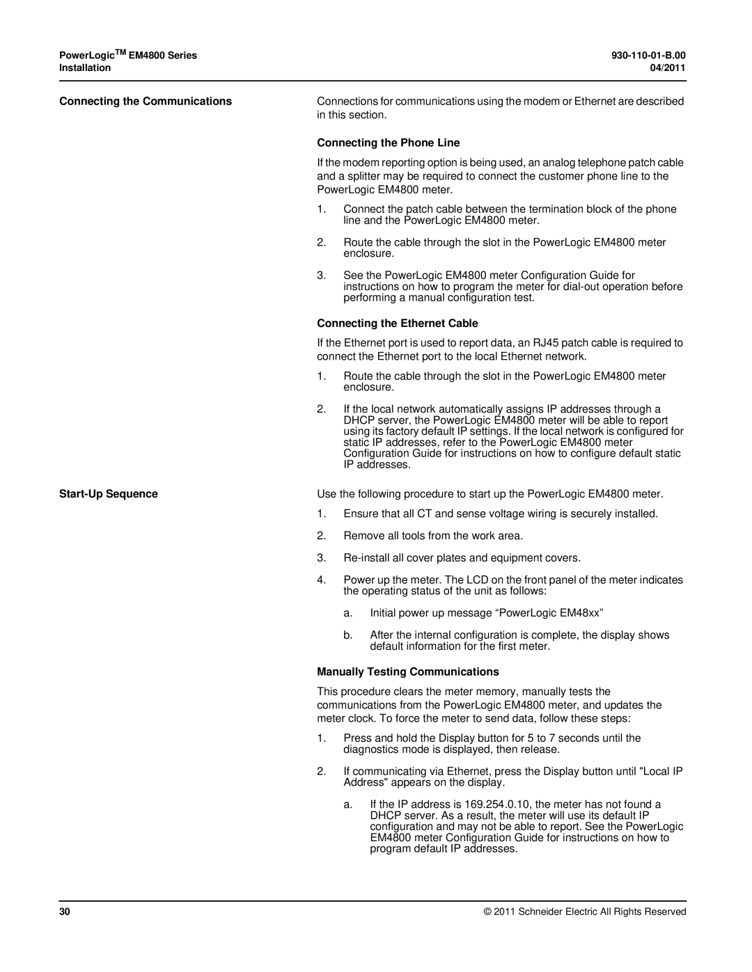 Schneider Electric E4800 manual Connecting the Communications, Connecting the Phone Line, Connecting the Ethernet Cable 