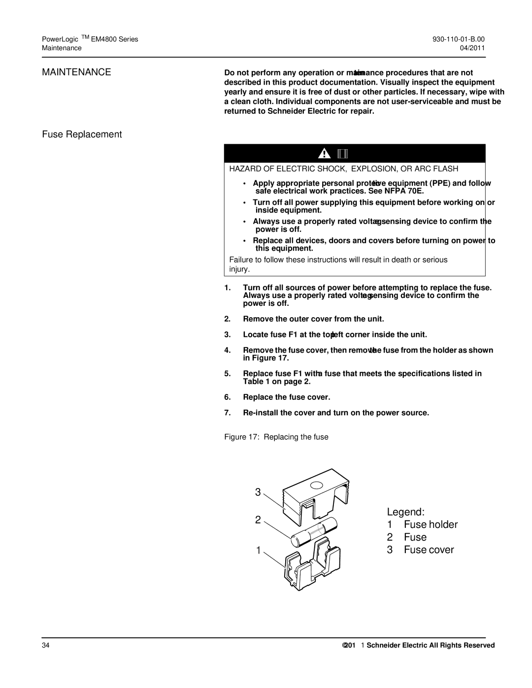 Schneider Electric E4800 manual Maintenance 