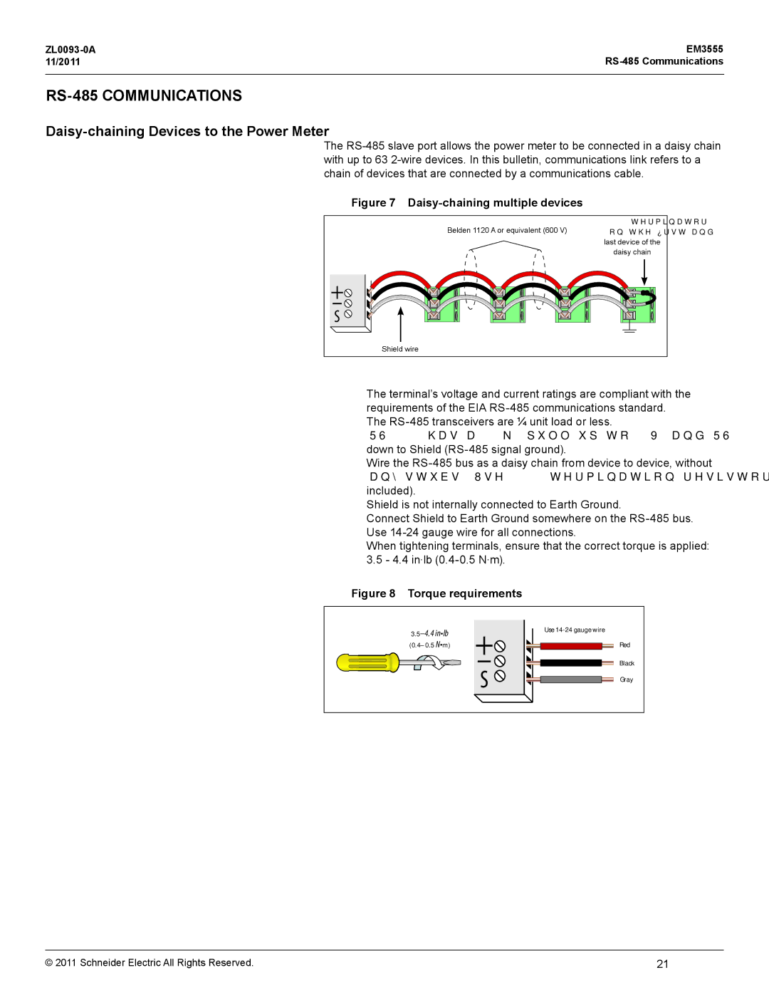 Schneider Electric EM3555 manual RS-485 Communications, Daisy-chaining Devices to the Power Meter 