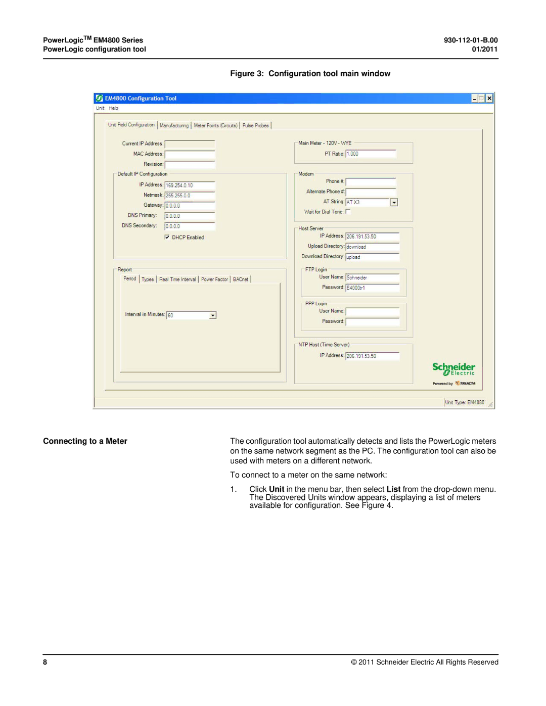 Schneider Electric EM4800 manual Used with meters on a different network, To connect to a meter on the same network 