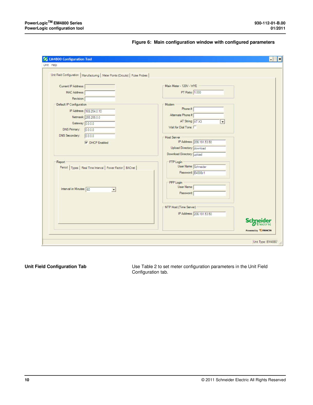 Schneider Electric EM4800 manual Configuration tab 