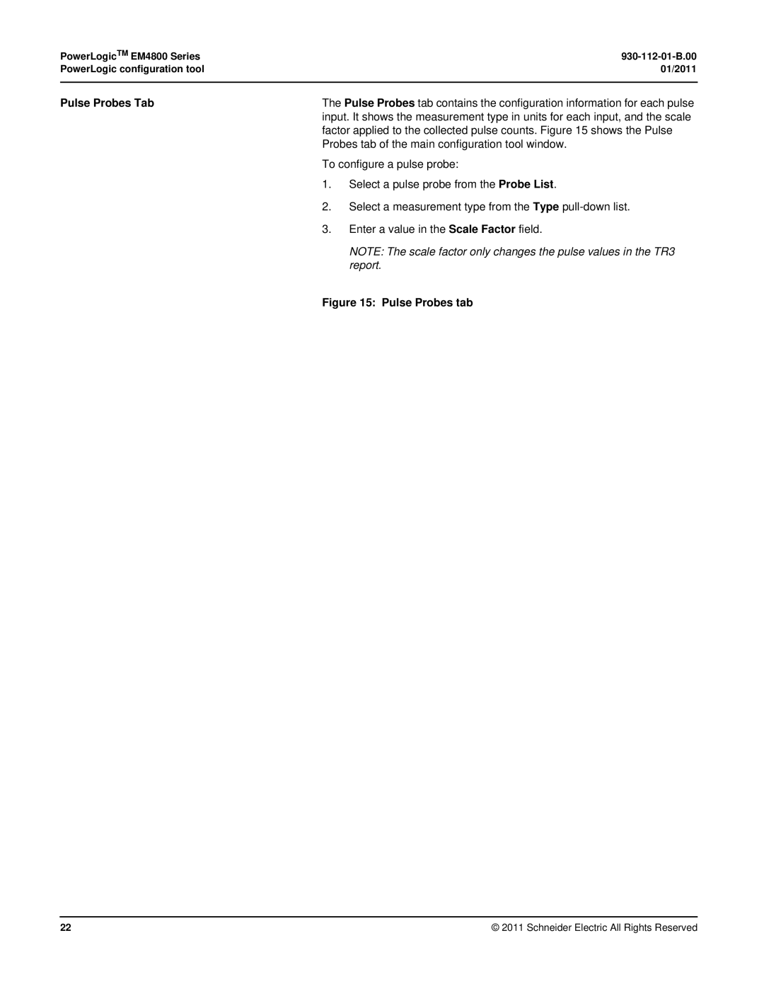 Schneider Electric EM4800 manual Pulse Probes Tab 