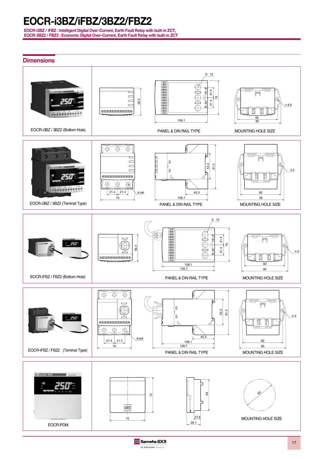 Schneider Electric FBZ2, iFBZ, EOCR-i3BZ, 3BZ2 manual Dimensions 