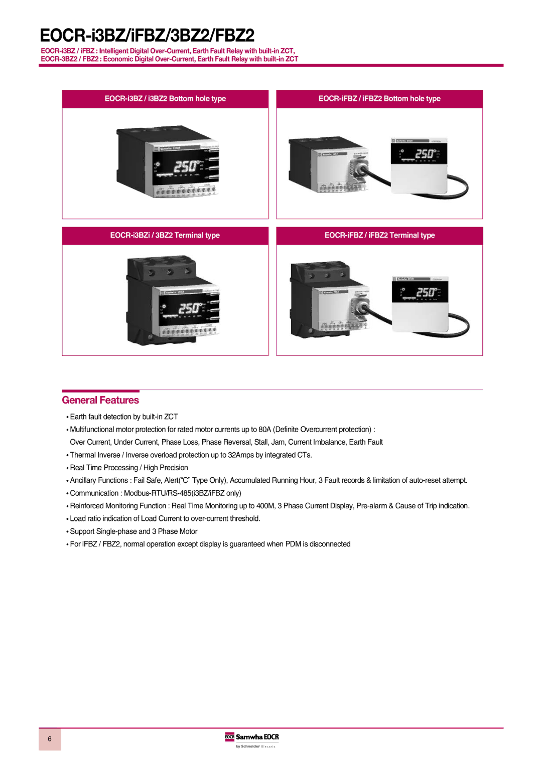 Schneider Electric manual EOCR-i3BZ/iFBZ/3BZ2/FBZ2, General Features 