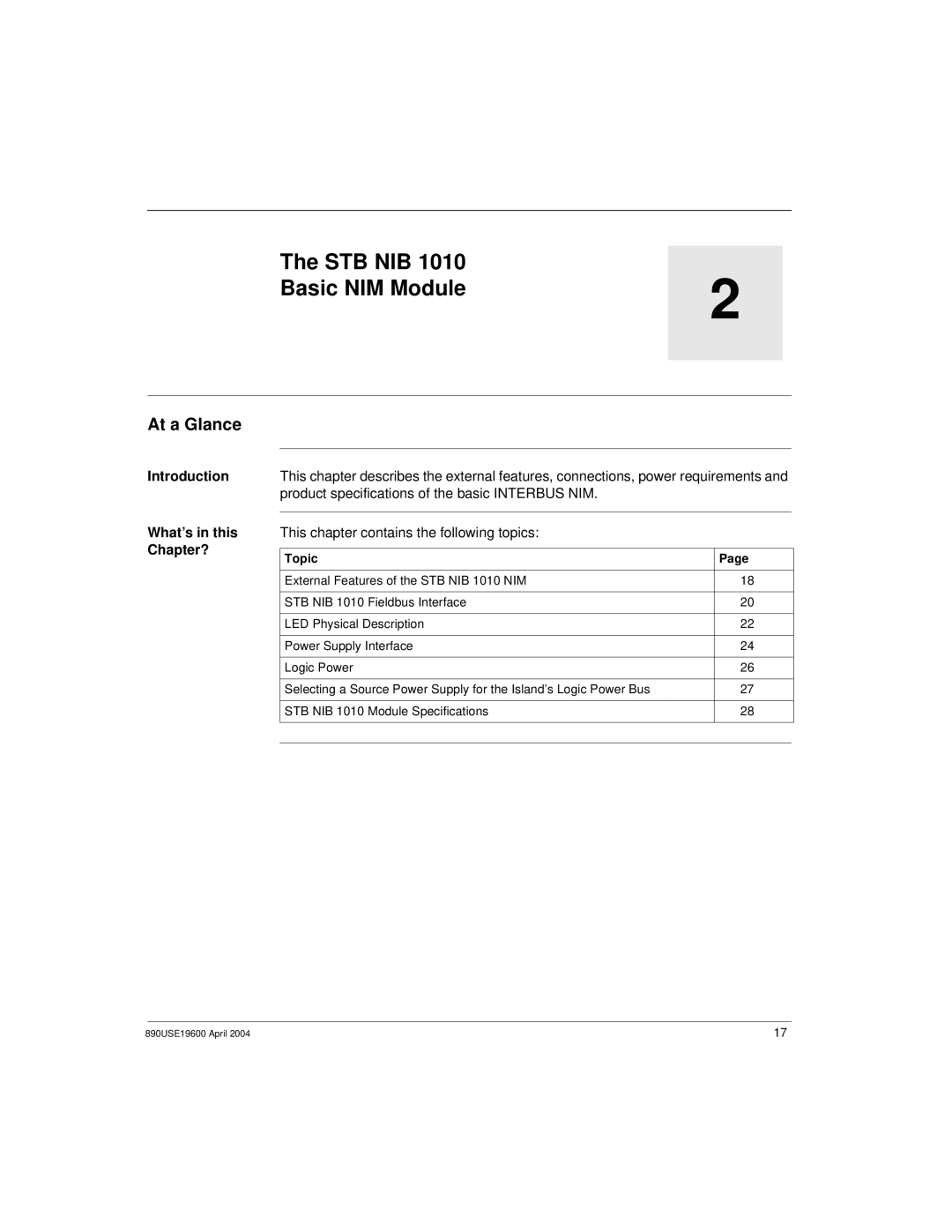 Schneider Electric INTERBUS Basic Network Interface Module manual STB NIB Basic NIM Module, What’s in this, Chapter? 