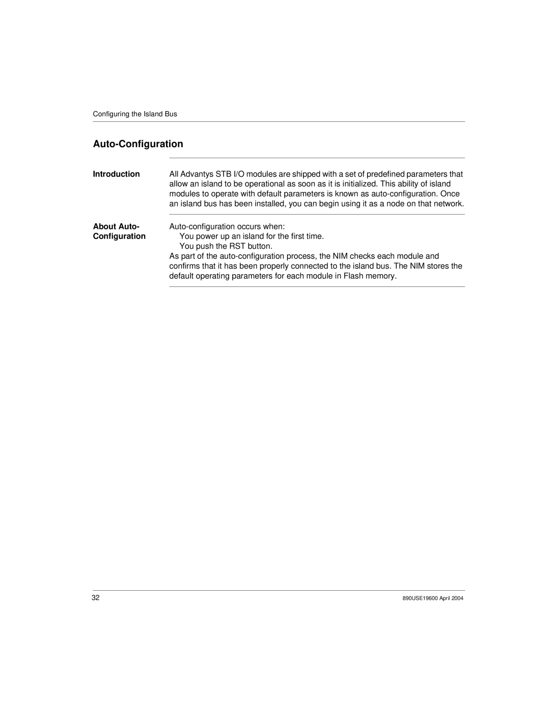 Schneider Electric 890USE19600 Version 1.0, INTERBUS Basic Network Interface Module manual Auto-Configuration, About Auto 