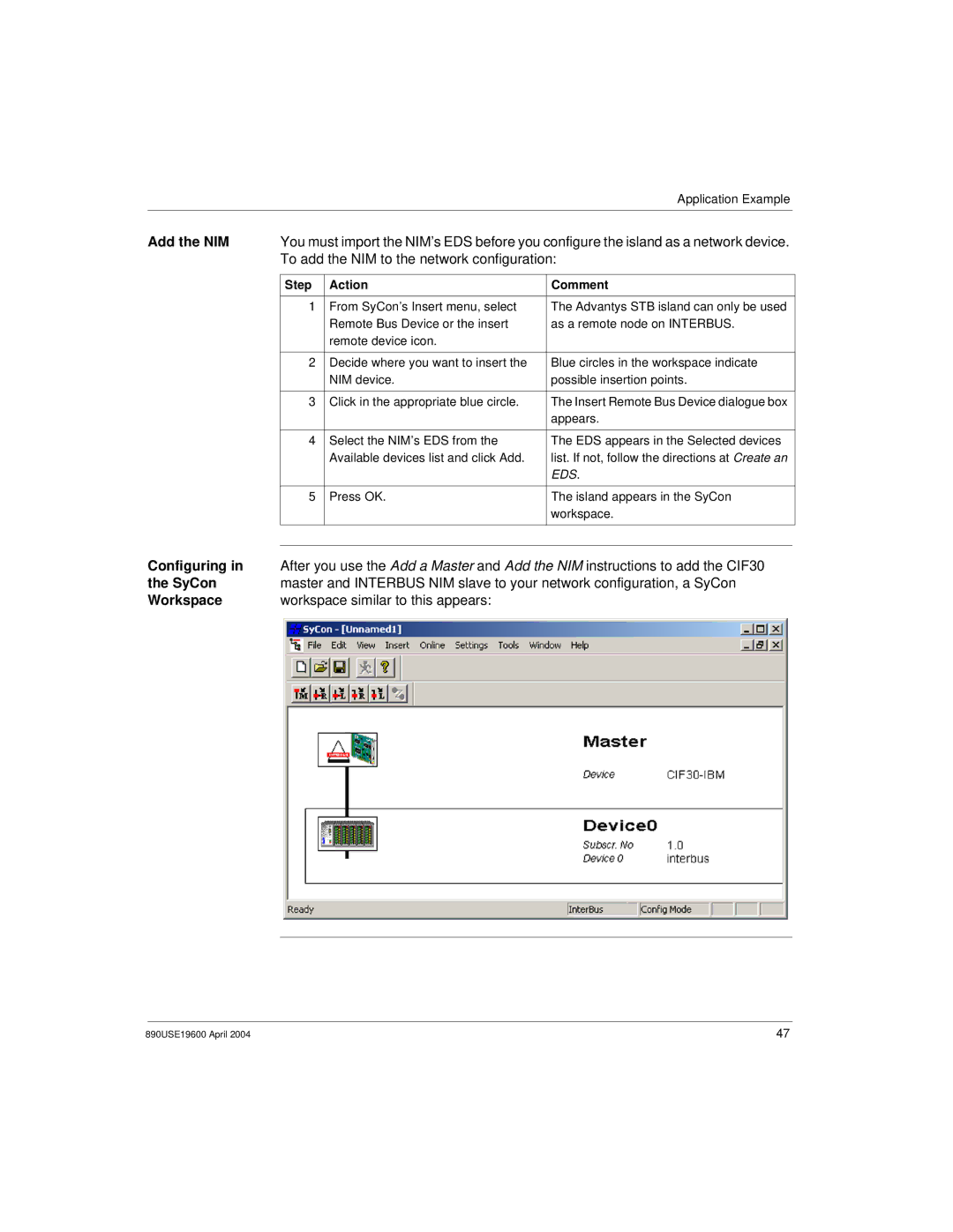 Schneider Electric INTERBUS Basic Network Interface Module manual Add the NIM, To add the NIM to the network configuration 