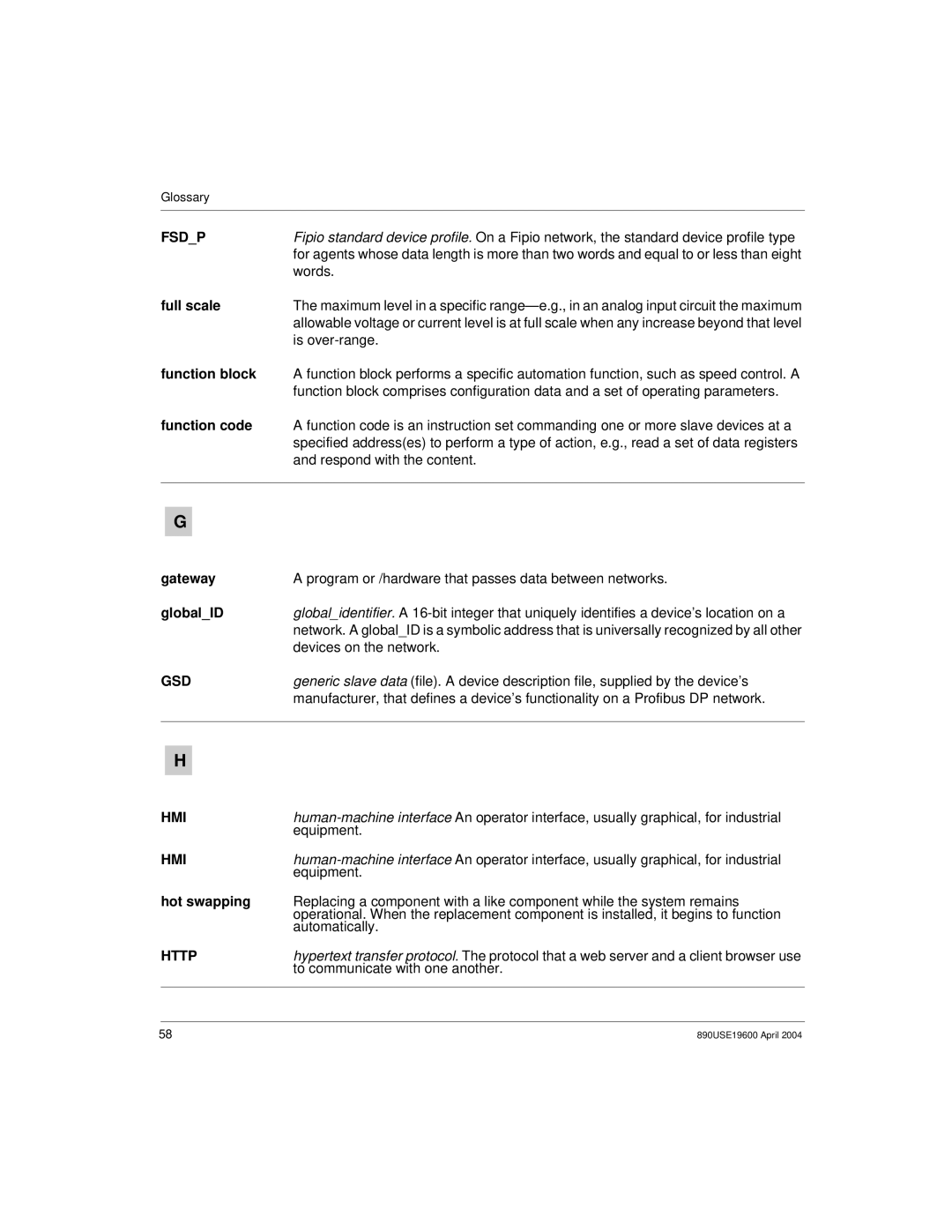 Schneider Electric 890USE19600 Version 1.0, INTERBUS Basic Network Interface Module manual Fsdp, Gsd 