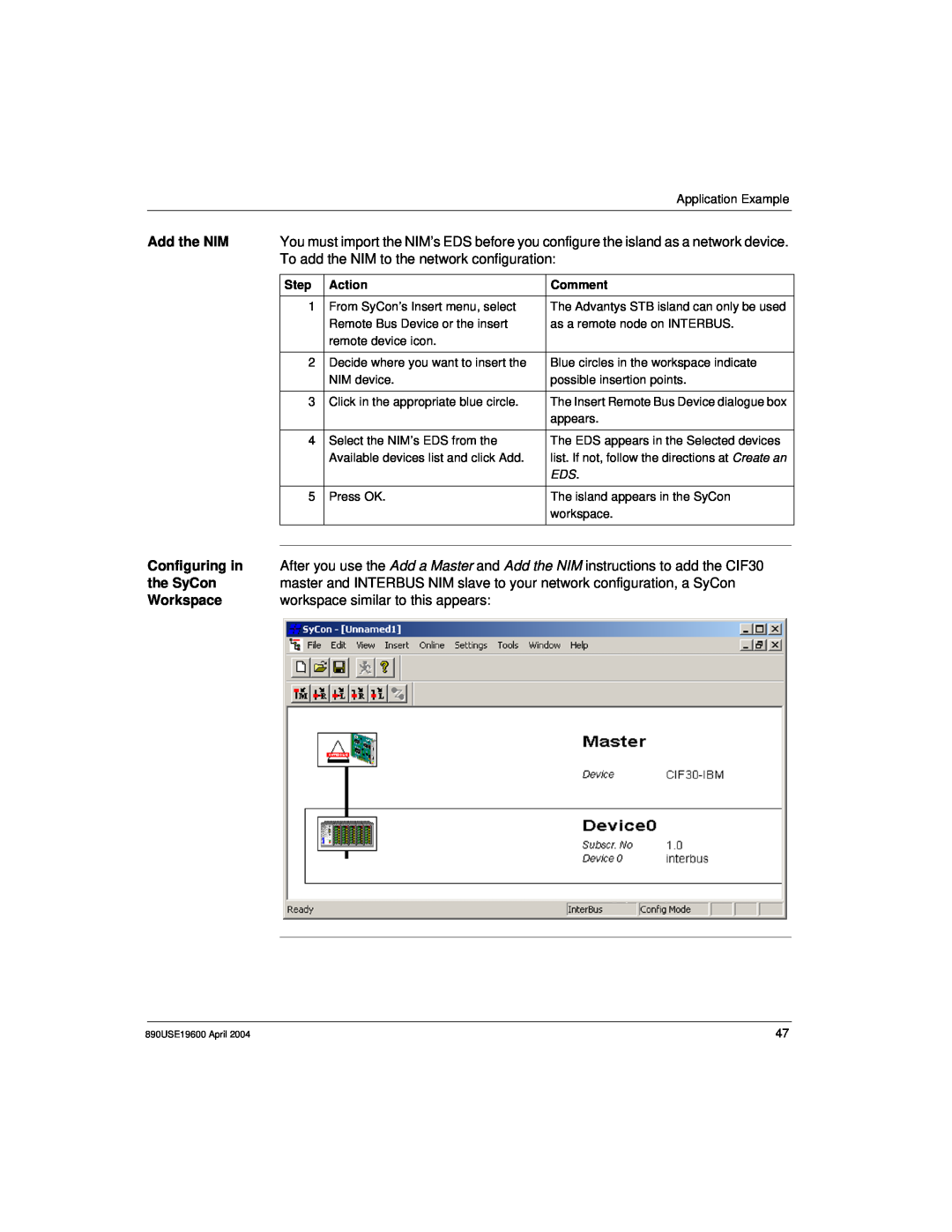 Schneider Electric INTERBUS Basic Network Interface Module manual Add the NIM, To add the NIM to the network configuration 