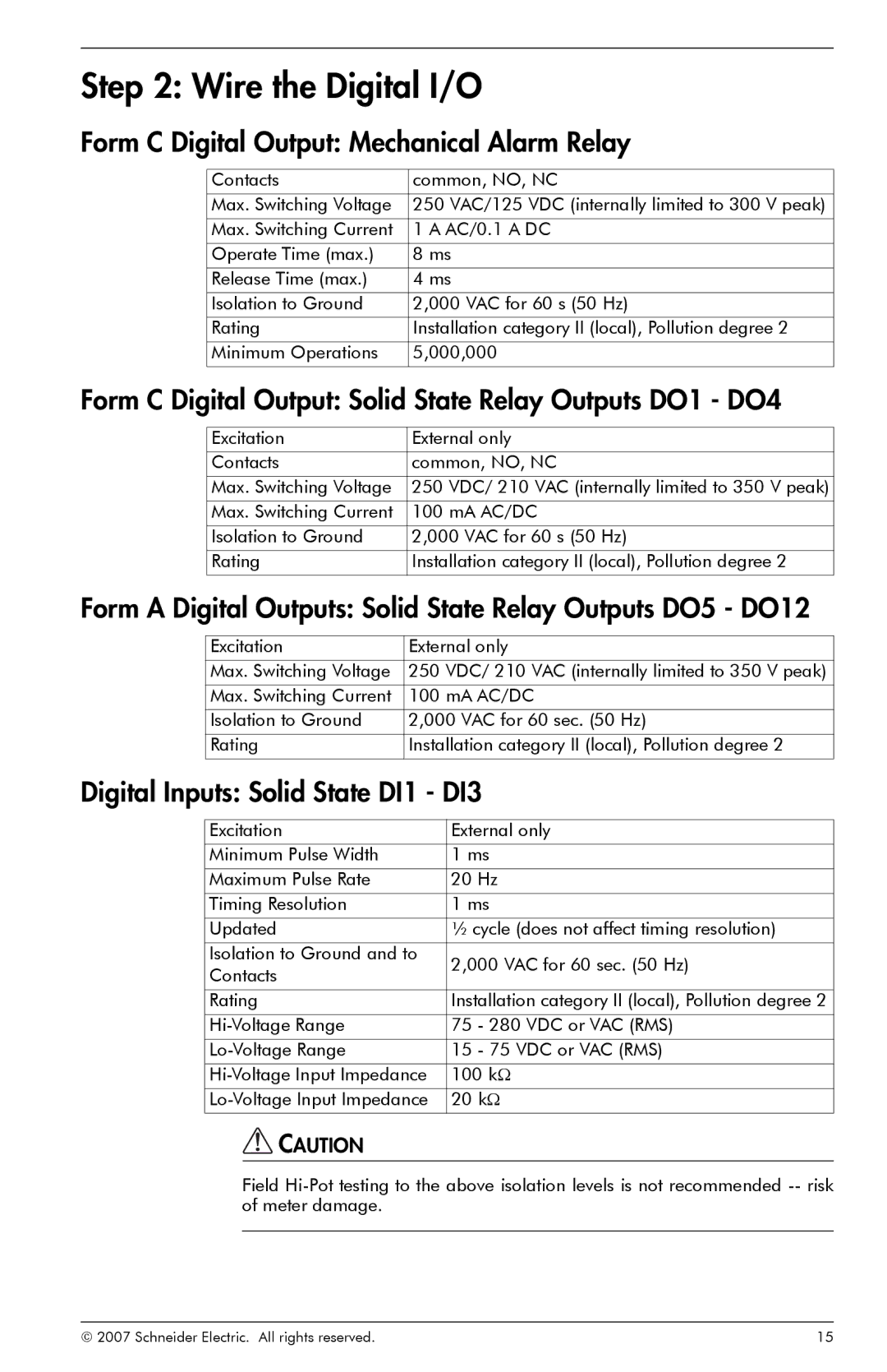 Schneider Electric ION8800 manual Wire the Digital I/O, Form C Digital Output Mechanical Alarm Relay 