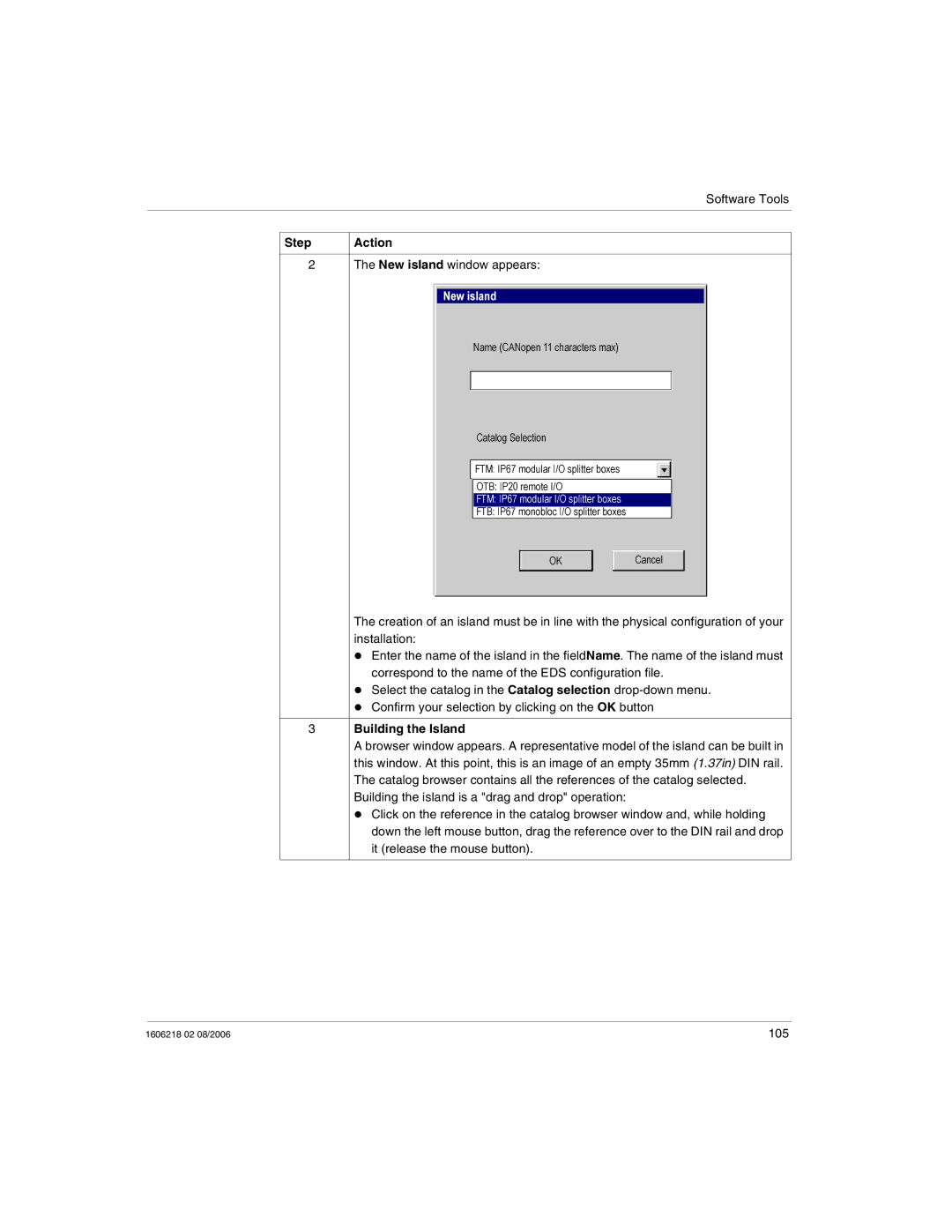 Schneider Electric IP67 manual New island window appears, Building the Island 