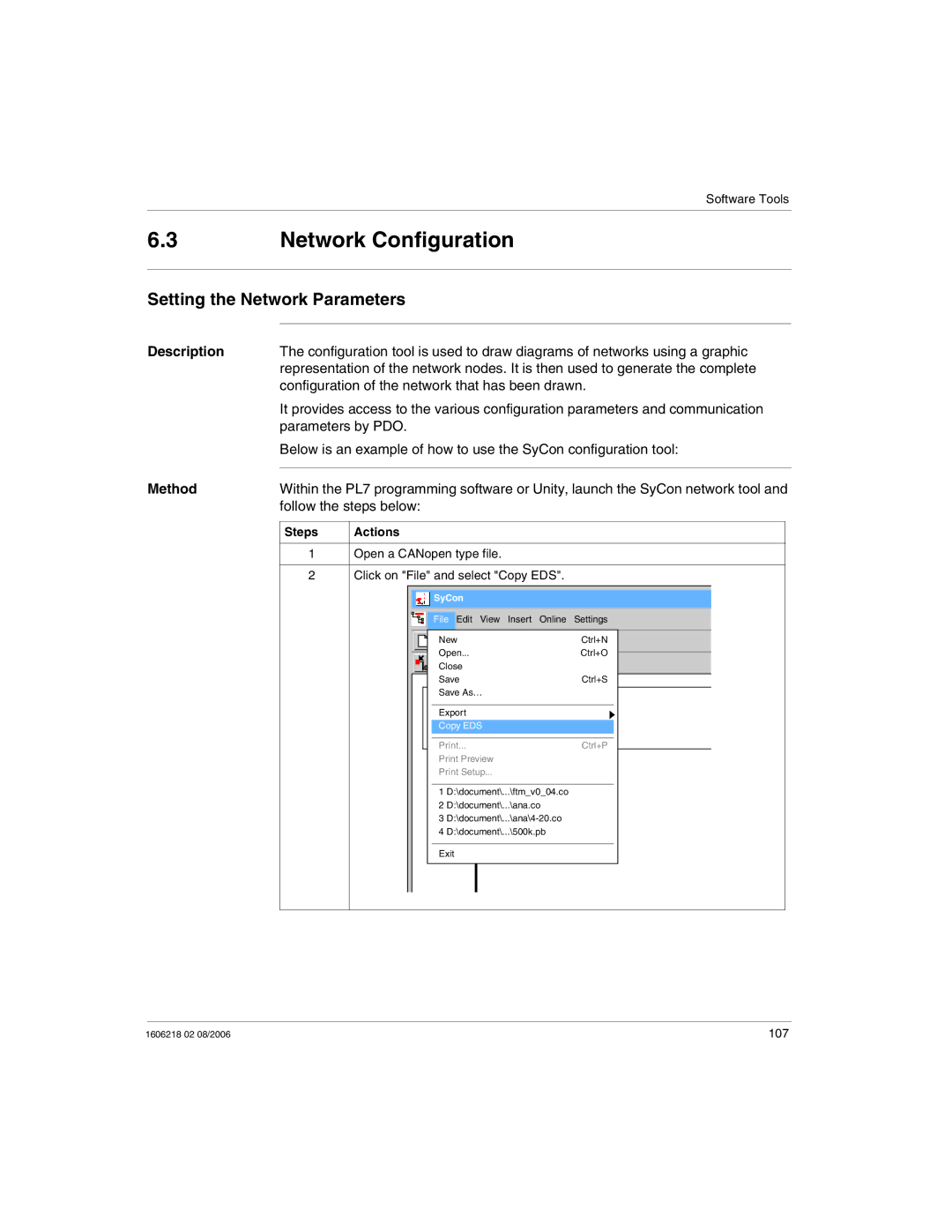 Schneider Electric IP67 manual Network Configuration, Setting the Network Parameters, Follow the steps below, Steps Actions 