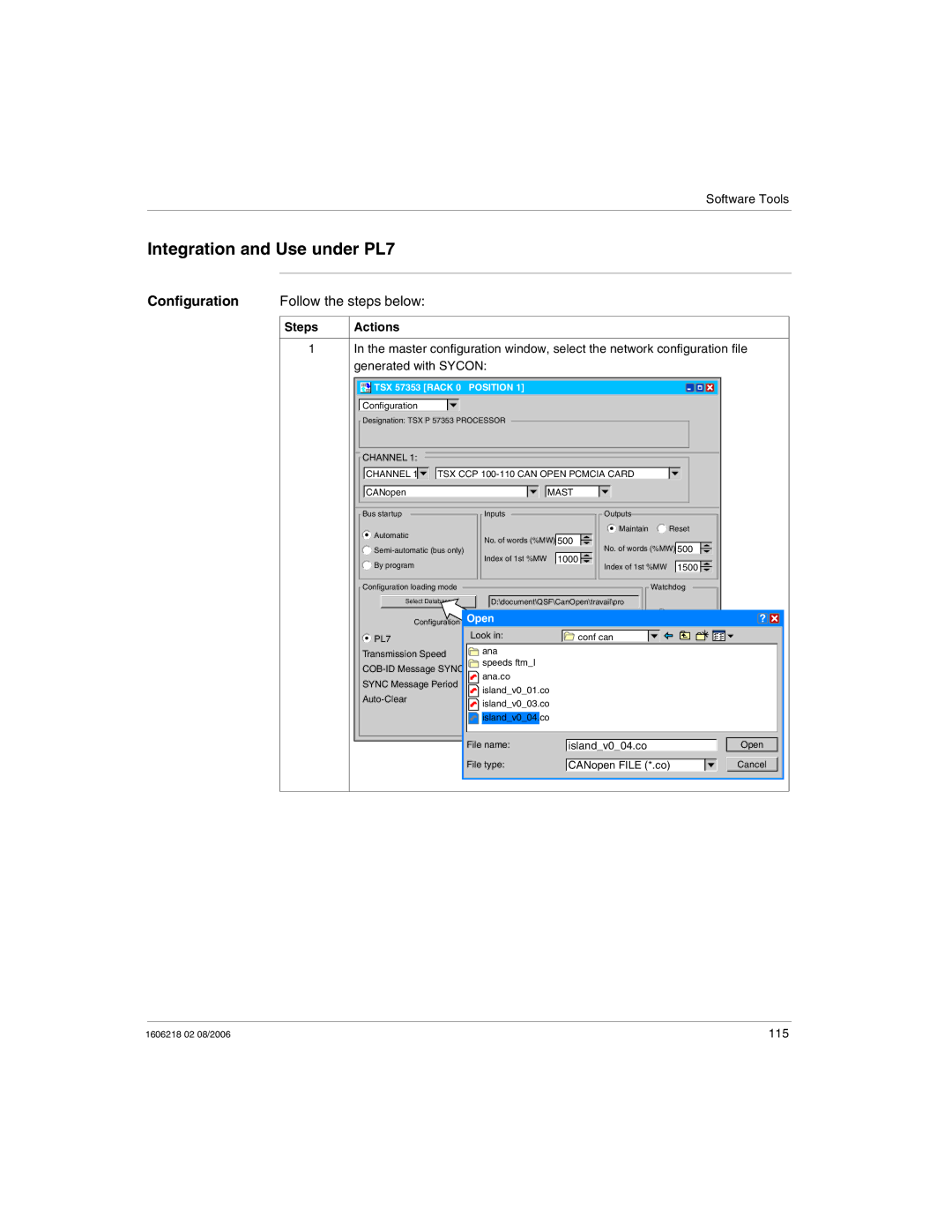 Schneider Electric IP67 manual Integration and Use under PL7, Configuration Follow the steps below 