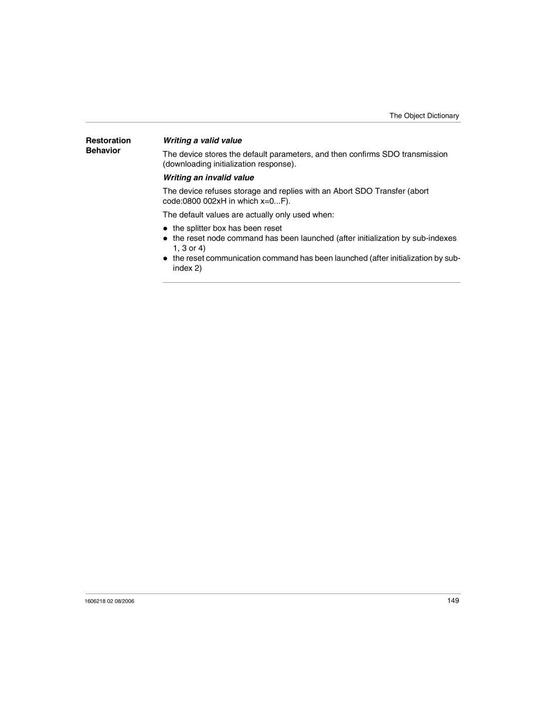 Schneider Electric IP67 manual Restoration Behavior 