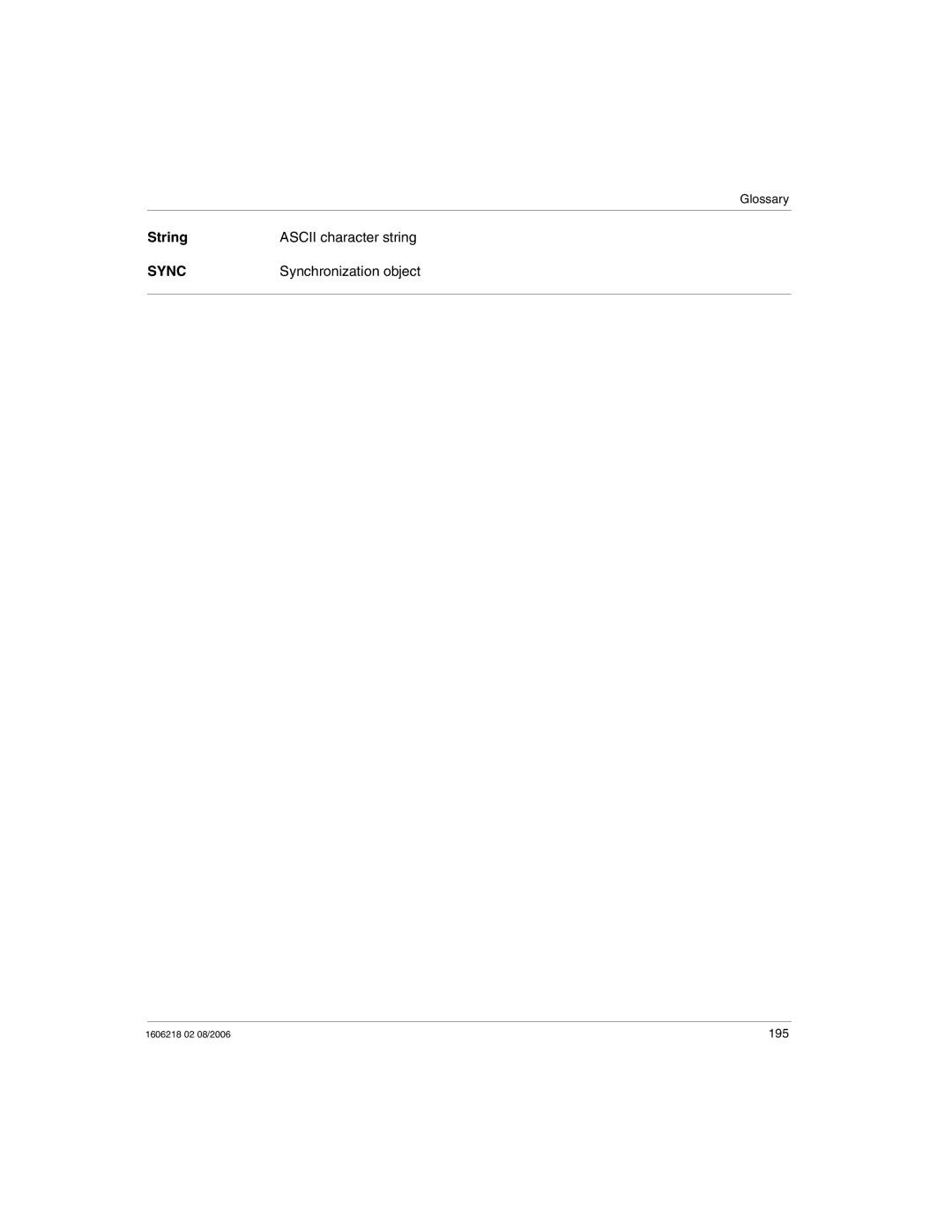 Schneider Electric IP67 manual String Ascii character string, Synchronization object 