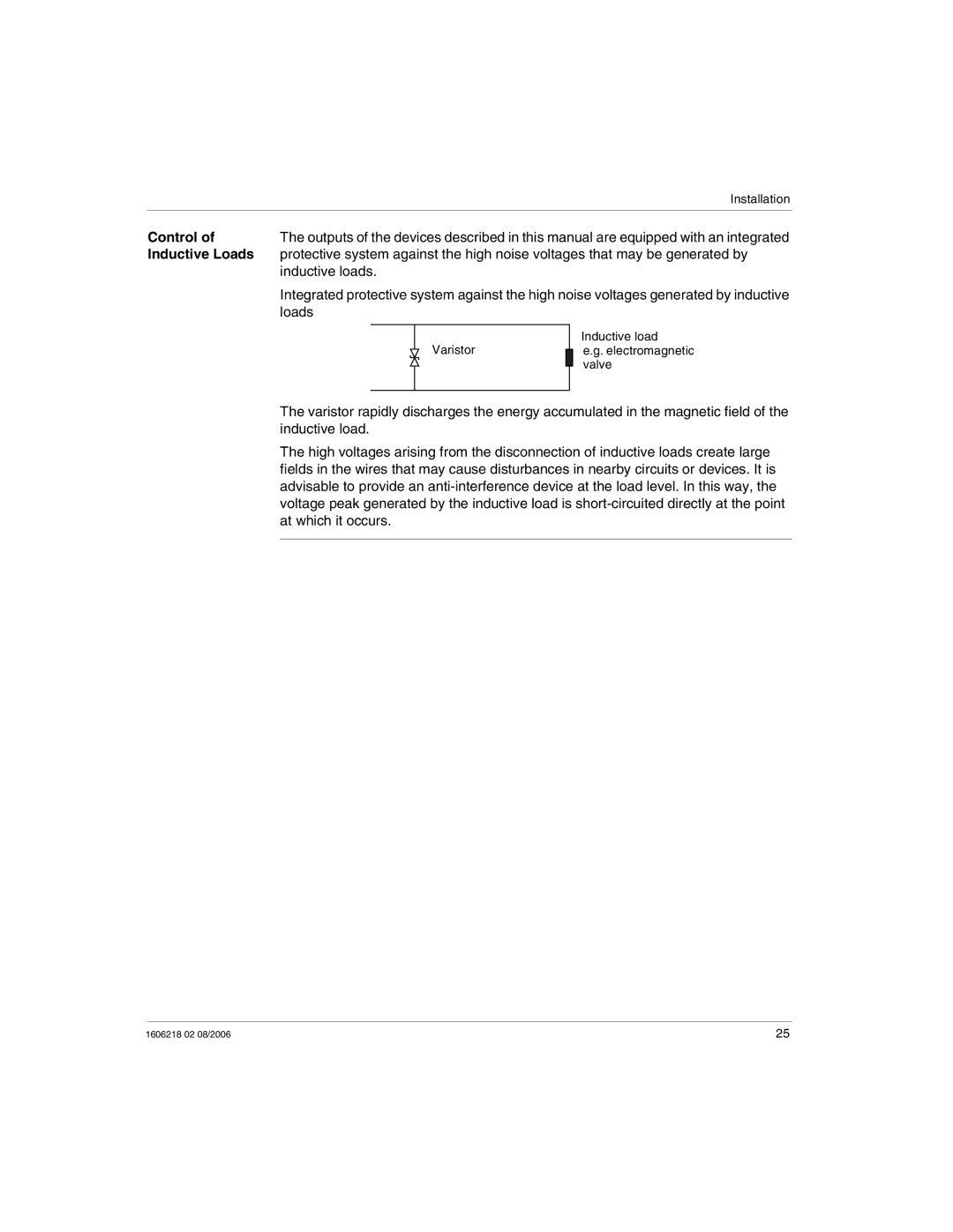 Schneider Electric IP67 manual Control, Inductive Loads, Inductive loads 