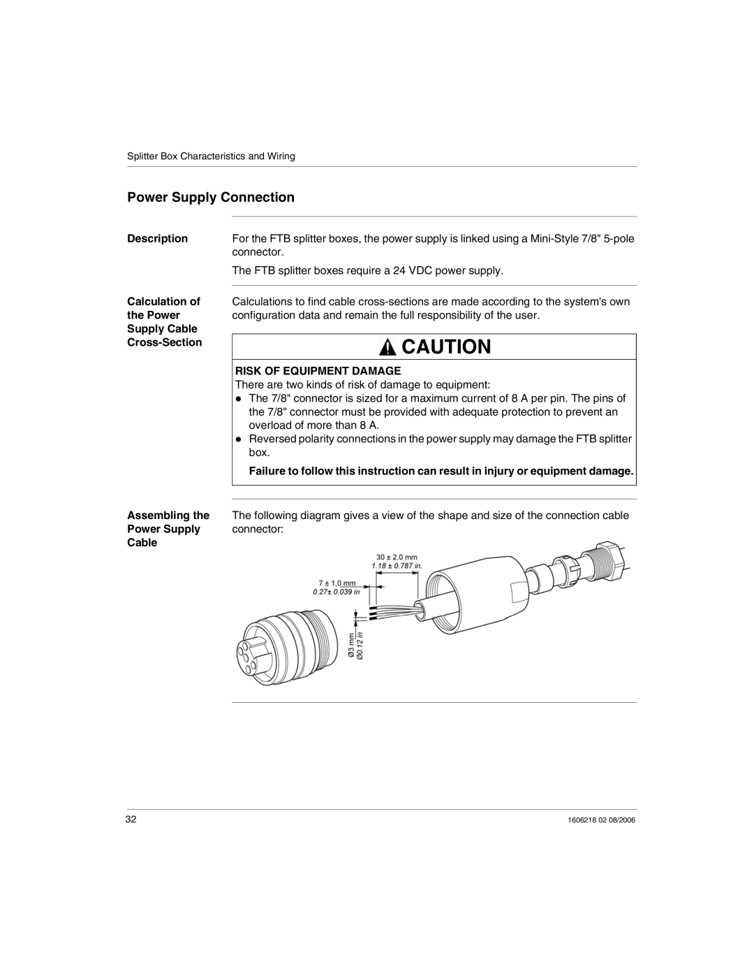 Schneider Electric IP67 manual Power Supply Connection, Calculation Power Supply Cable Cross-Section Assembling 