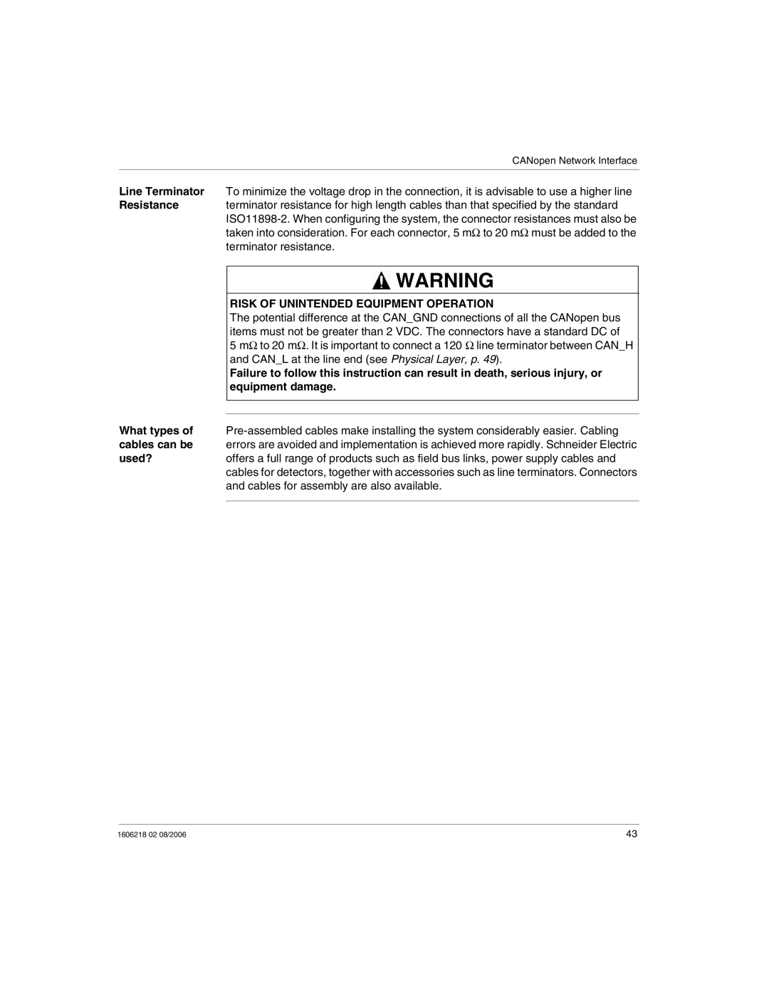 Schneider Electric IP67 manual Risk of Unintended Equipment Operation 