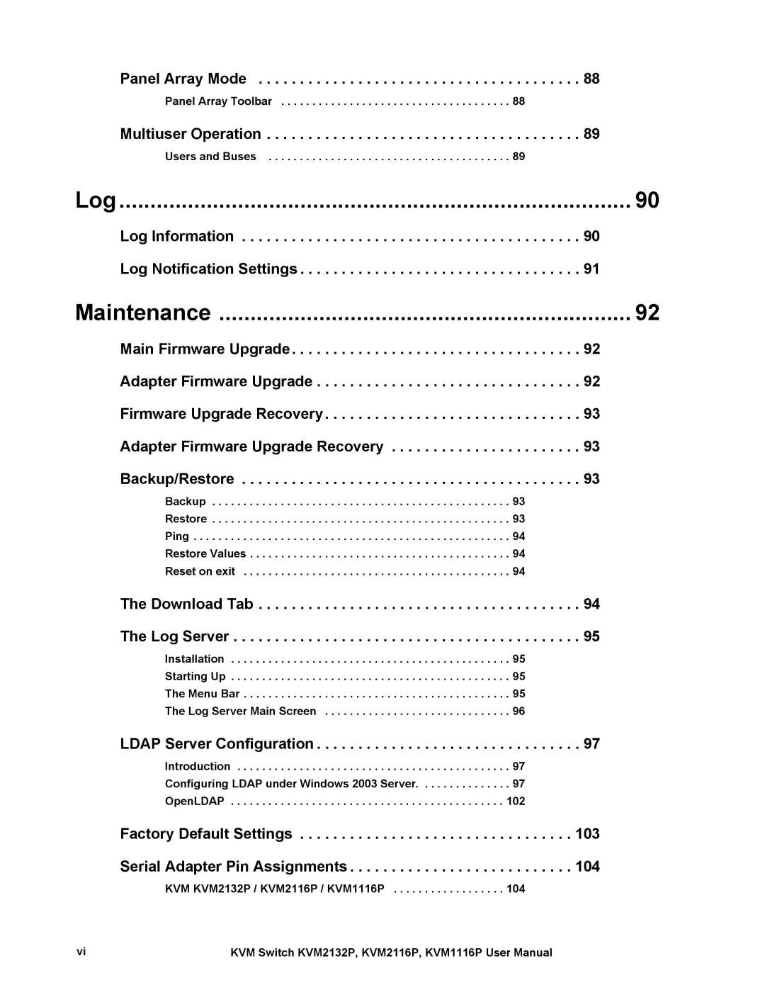 Schneider Electric KVM2116P, KVM2132P, KVM1116P user manual Maintenance 