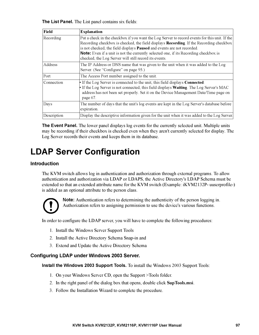 Schneider Electric KVM2116P, KVM2132P Ldap Server Configuration, Introduction, Configuring Ldap under Windows 2003 Server 