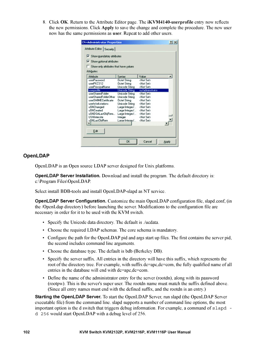 Schneider Electric KVM2132P, KVM2116P, KVM1116P user manual OpenLDAP 