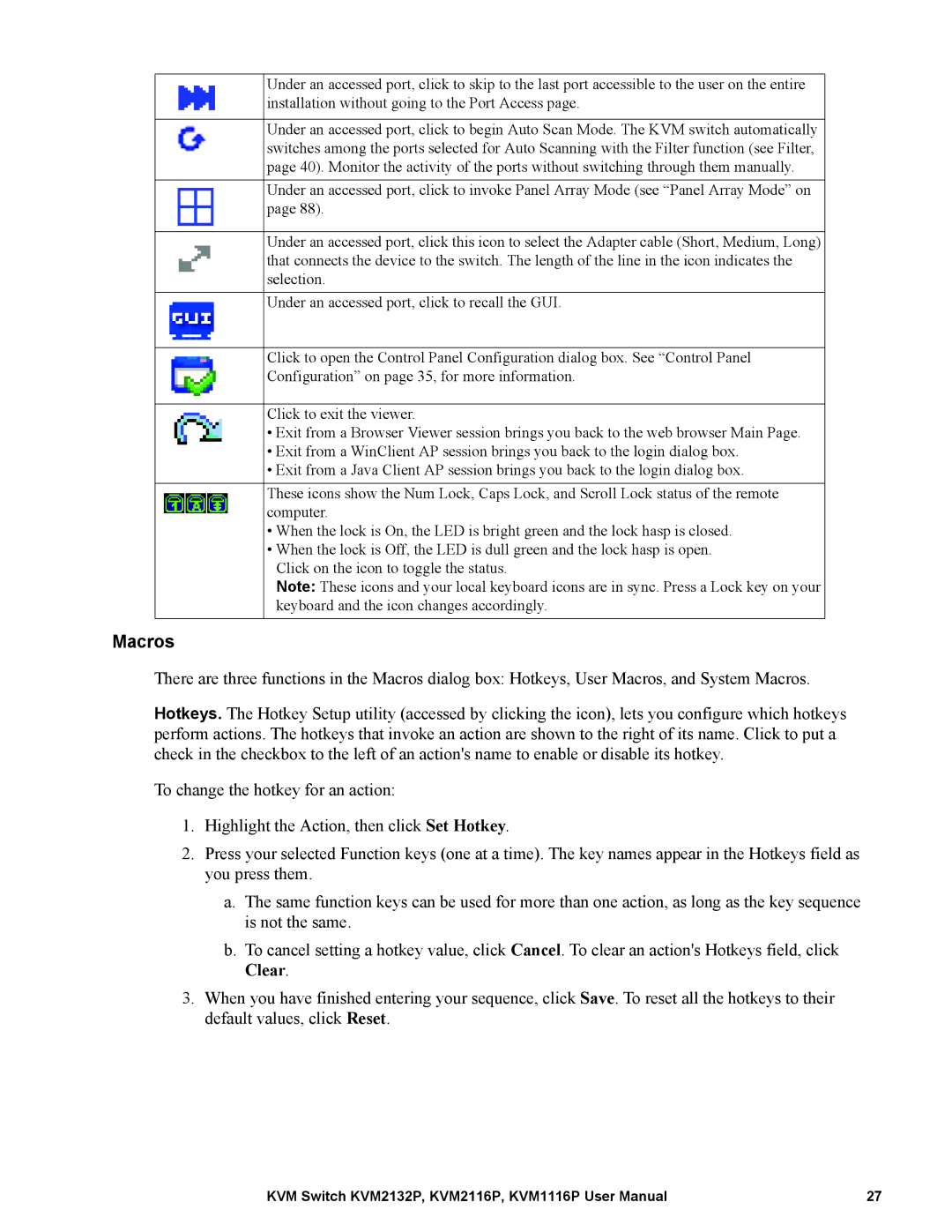 Schneider Electric KVM2132P, KVM2116P, KVM1116P user manual Macros 