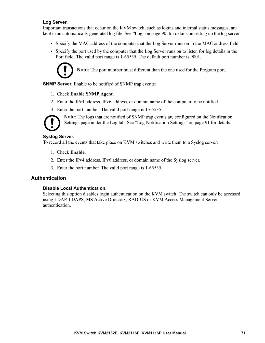 Schneider Electric KVM1116P, KVM2132P, KVM2116P user manual Check Enable Snmp Agent, Authentication 