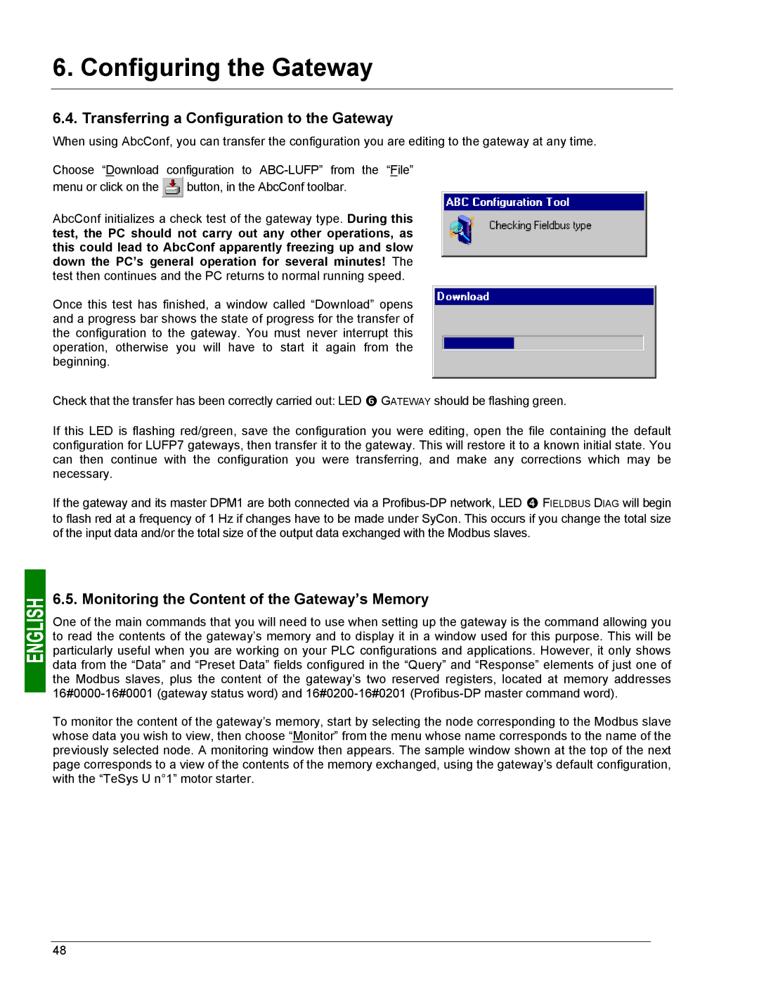 Schneider Electric LUFP7 Transferring a Configuration to the Gateway, Monitoring the Content of the Gateway’s Memory 