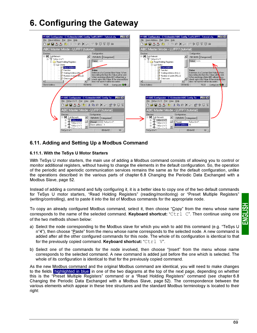 Schneider Electric LUFP7 user manual Adding and Setting Up a Modbus Command, With the TeSys U Motor Starters 