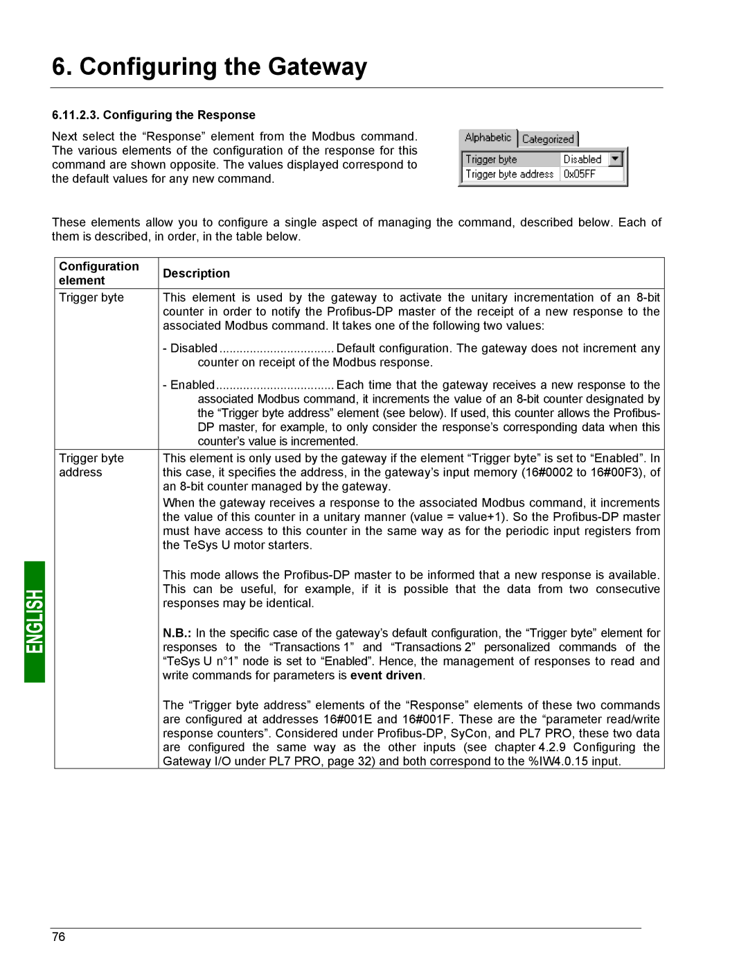 Schneider Electric LUFP7 user manual Configuring the Response 