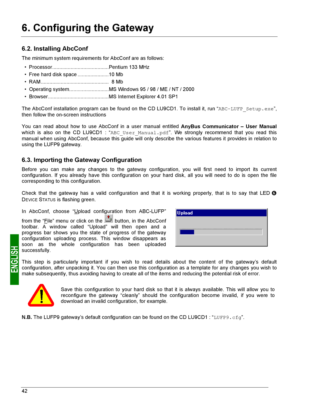 Schneider Electric LUFP9 user manual Installing AbcConf, Importing the Gateway Configuration 