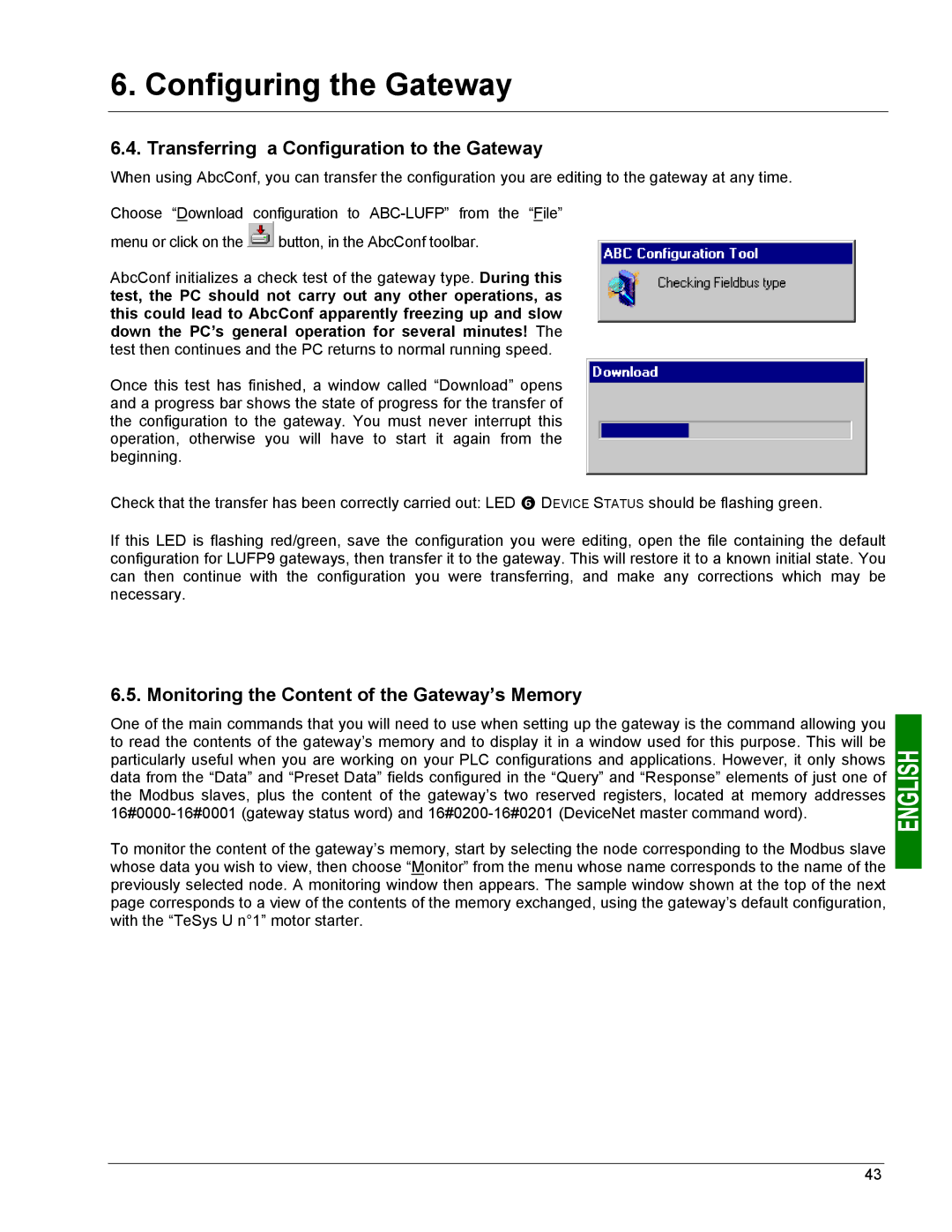 Schneider Electric LUFP9 Transferring a Configuration to the Gateway, Monitoring the Content of the Gateway’s Memory 