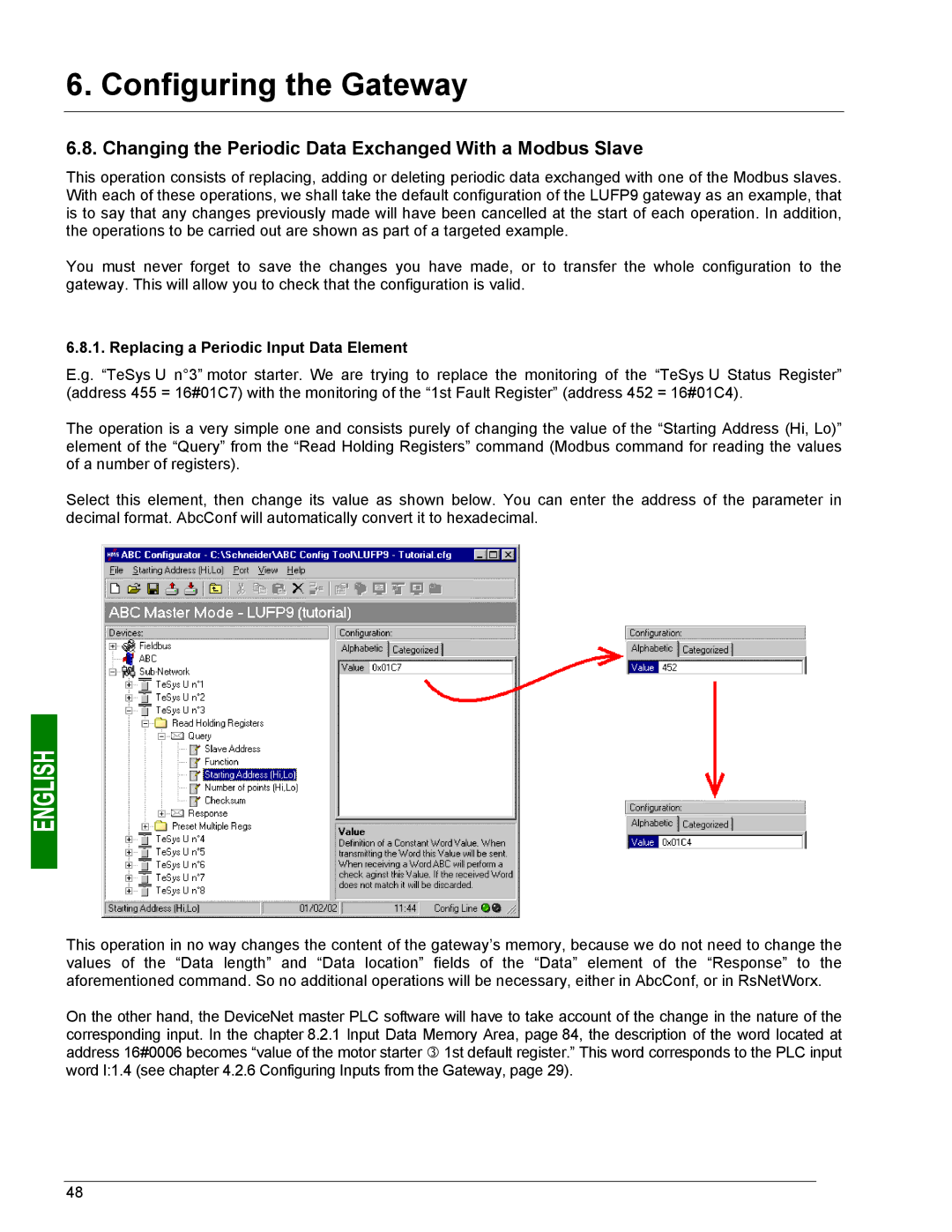 Schneider Electric LUFP9 Changing the Periodic Data Exchanged With a Modbus Slave, Replacing a Periodic Input Data Element 