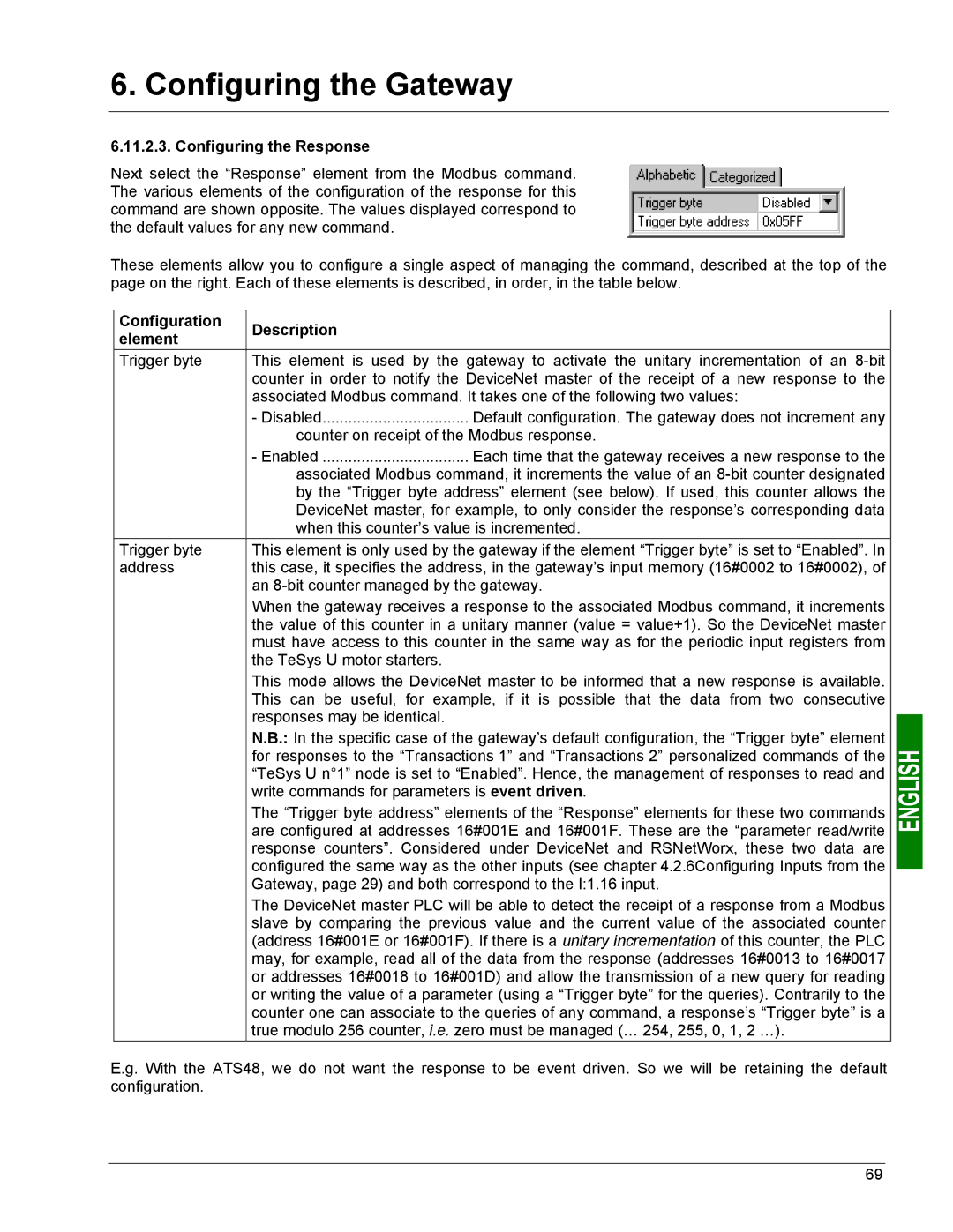 Schneider Electric LUFP9 user manual Configuring the Response 