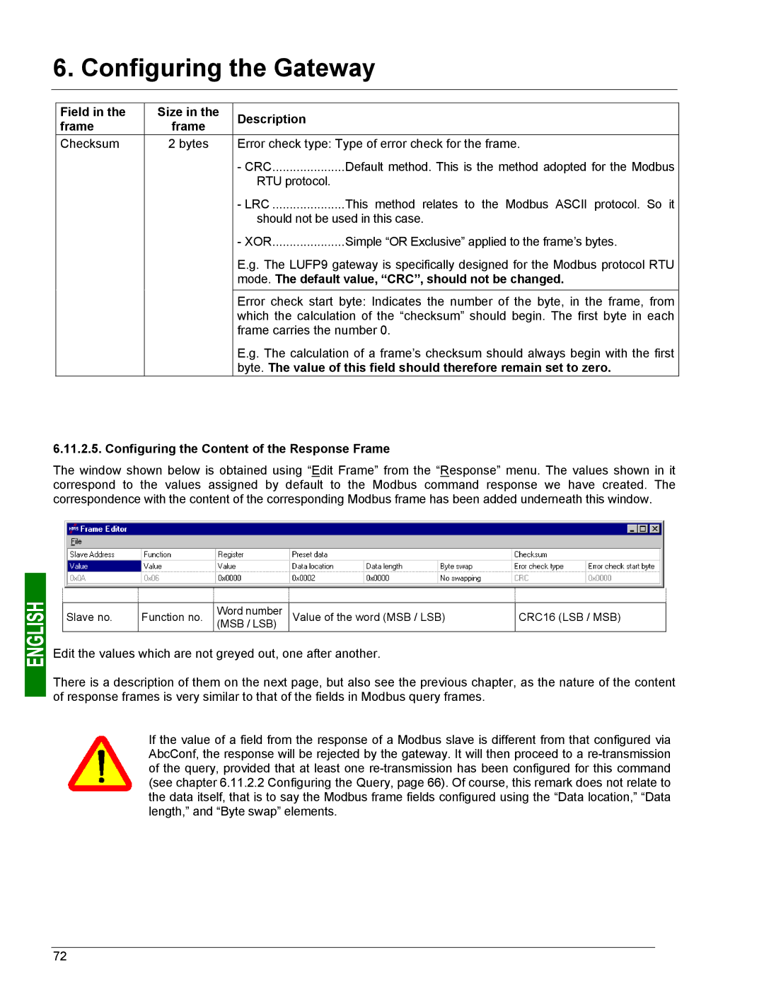 Schneider Electric LUFP9 user manual Mode. The default value, CRC, should not be changed 