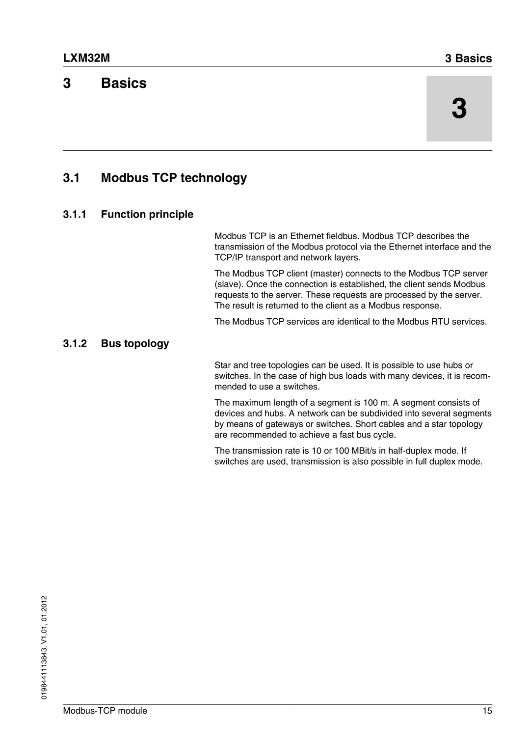 Schneider Electric LXM32M manual Basics, Modbus TCP technology, Function principle, Bus topology 