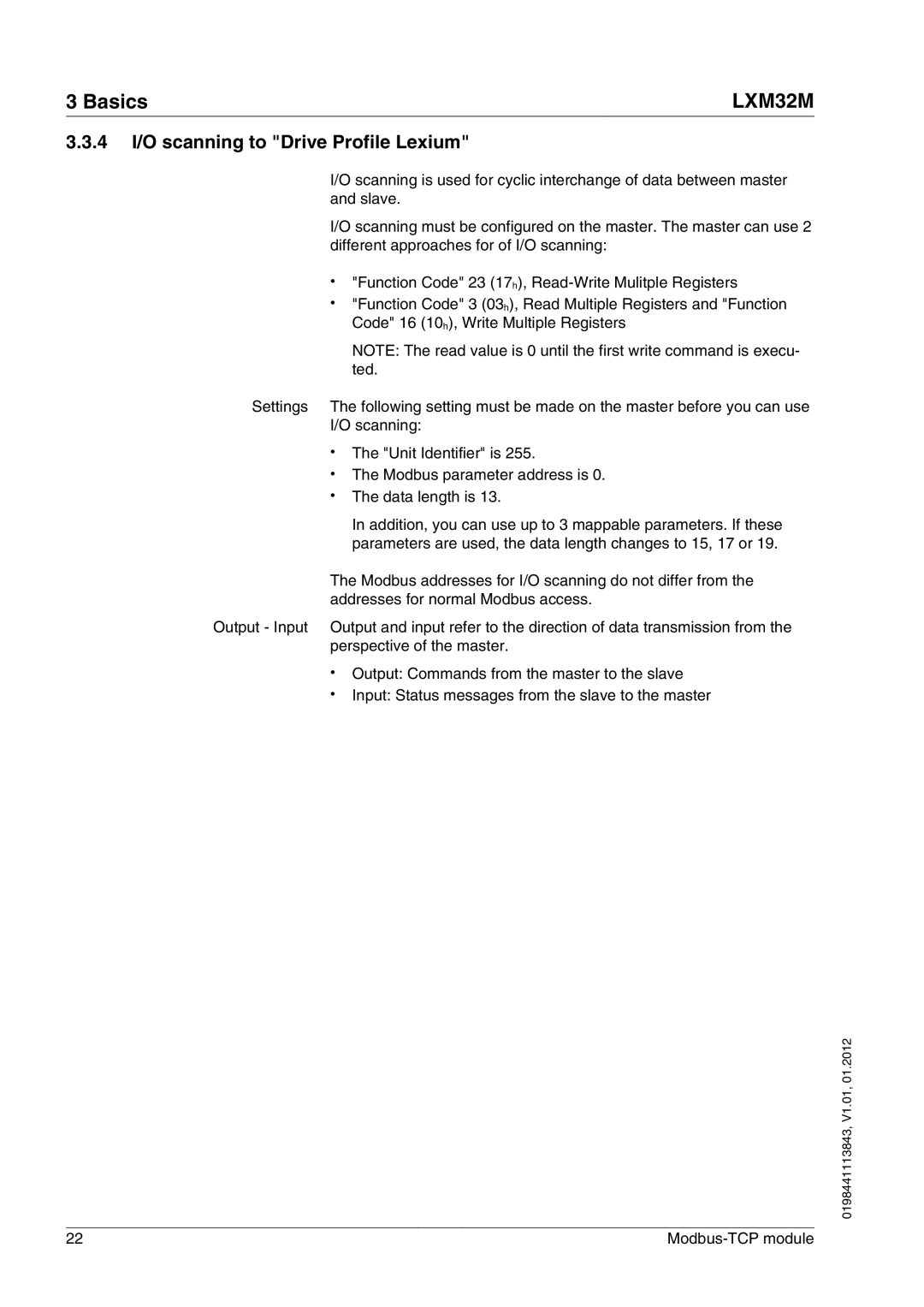 Schneider Electric LXM32M manual 4 I/O scanning to Drive Profile Lexium 