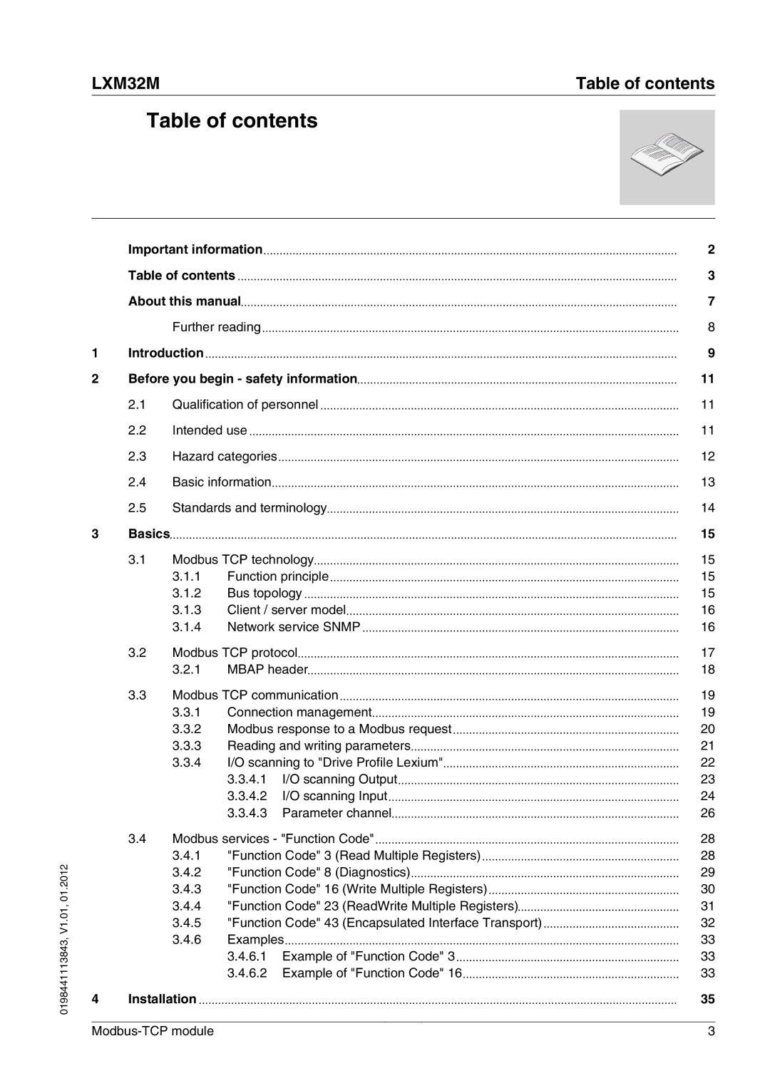 Schneider Electric LXM32M manual Table of contents 