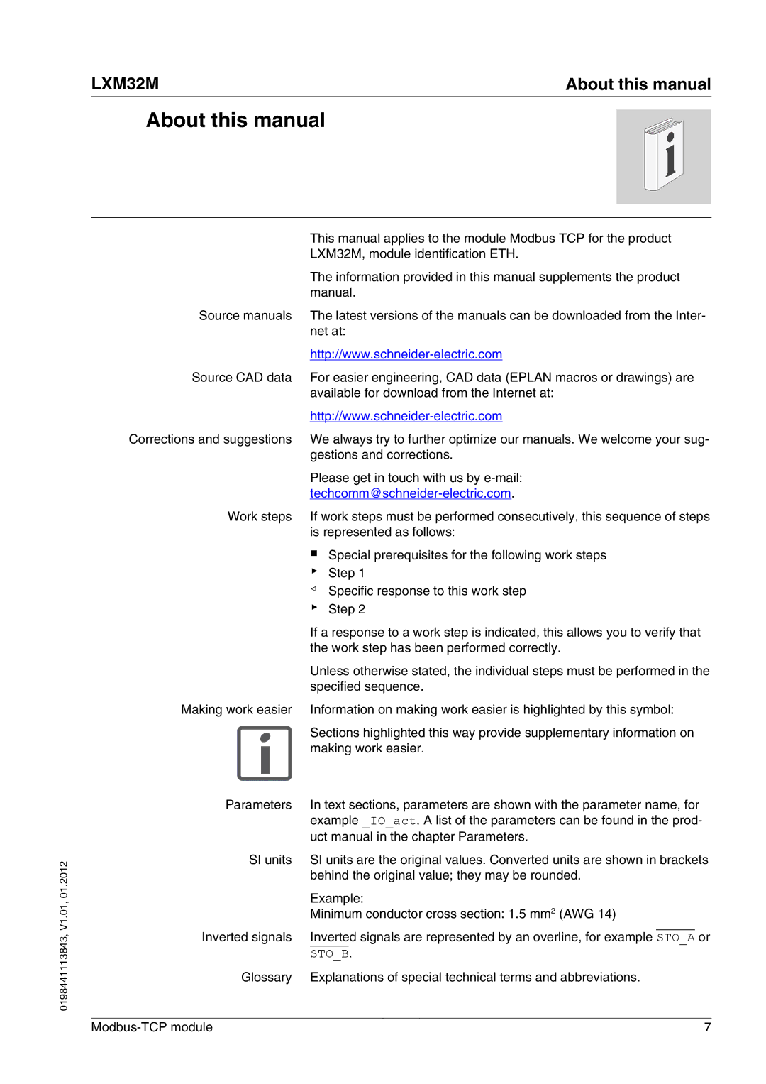 Schneider Electric LXM32M About this manual 