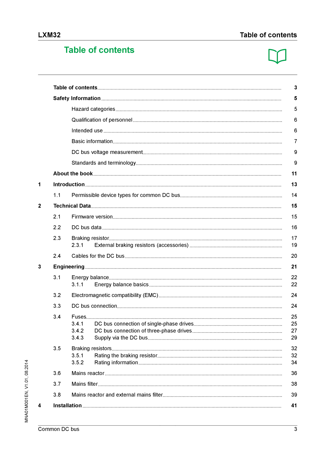 Schneider Electric MNA01M001EN manual Table of contents 