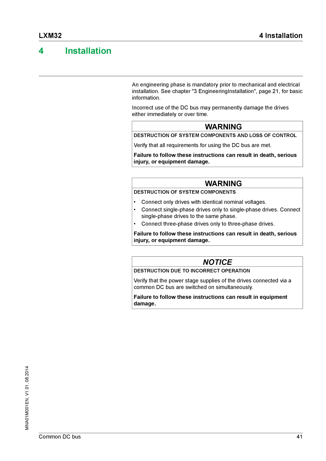 Schneider Electric MNA01M001EN manual Installation 